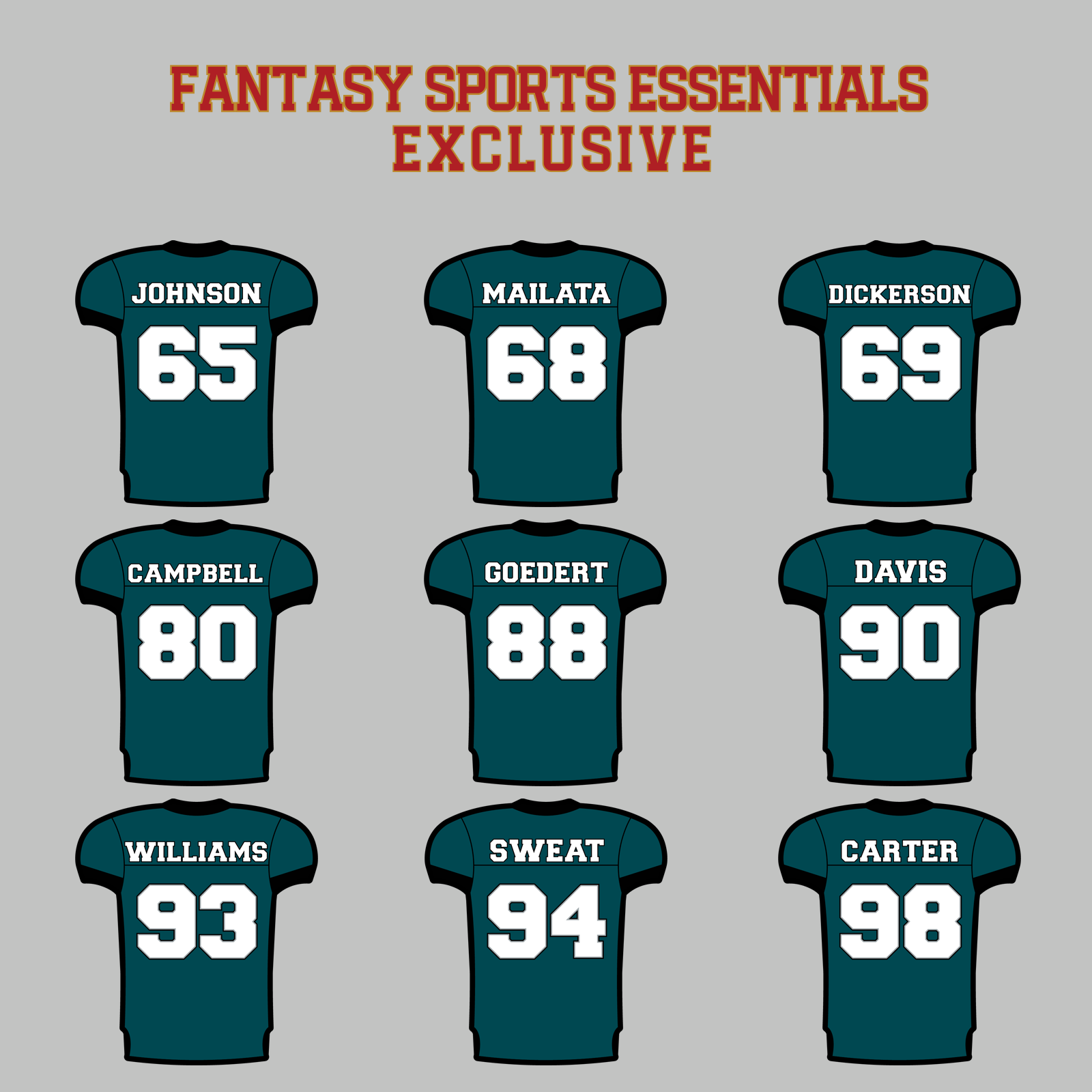 Fantasy Sports Essentials Exclusive Philadelphia Eagles 2024 Home Jersey Magnets Page 3