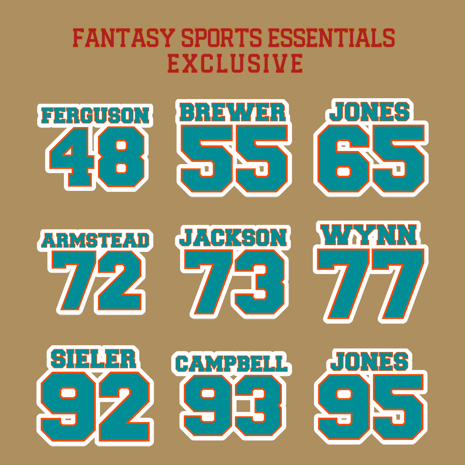 Fantasy Sports Essentials Exclusive Miami Dolphins 2024 Name and Number Glossy Stickers Page 3