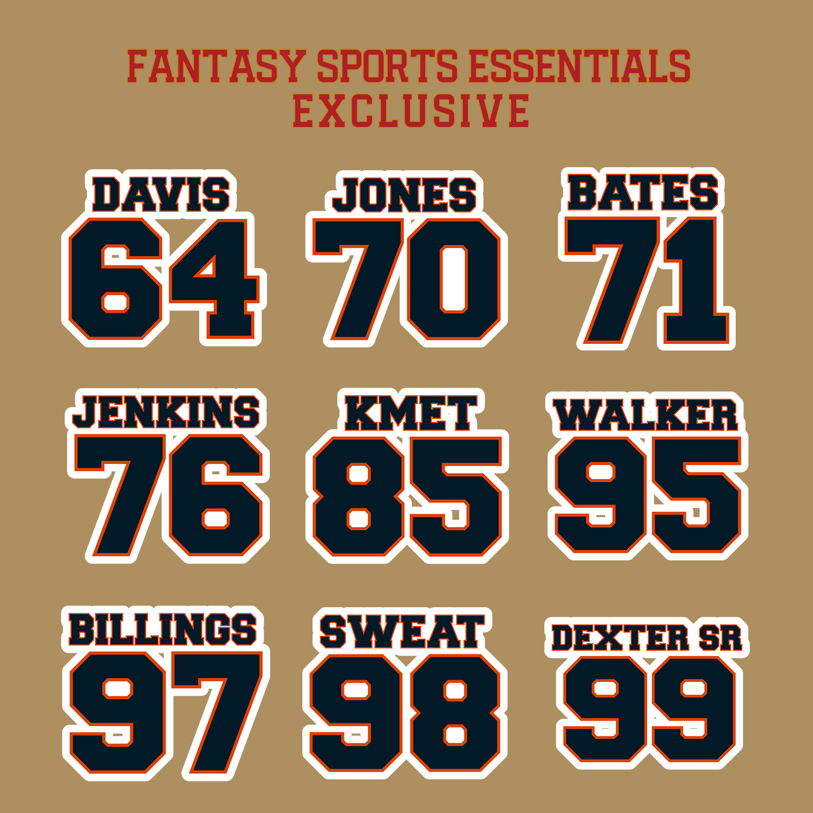 Fantasy Sports Essentials Exclusive Chicago Bears 2024 Name and Number Glossy Stickers Page 3