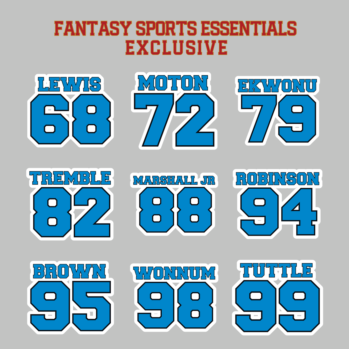 Fantasy Sports Essentials Exclusive Carolina Panthers 2024 Name and Number Magnets Page 3