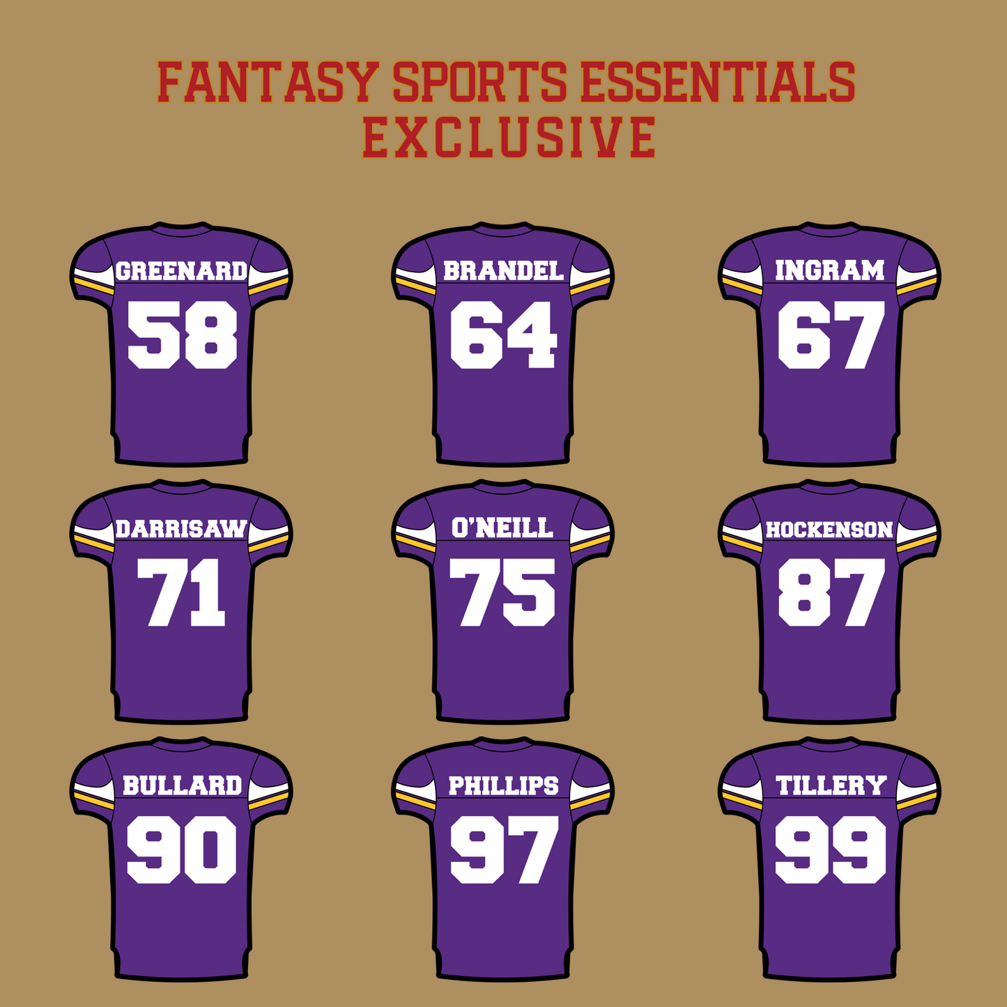 Fantasy Sports Essentials Exclusive Minnesota Vikings 2024 Home Jersey Glossy Stickers Page 3