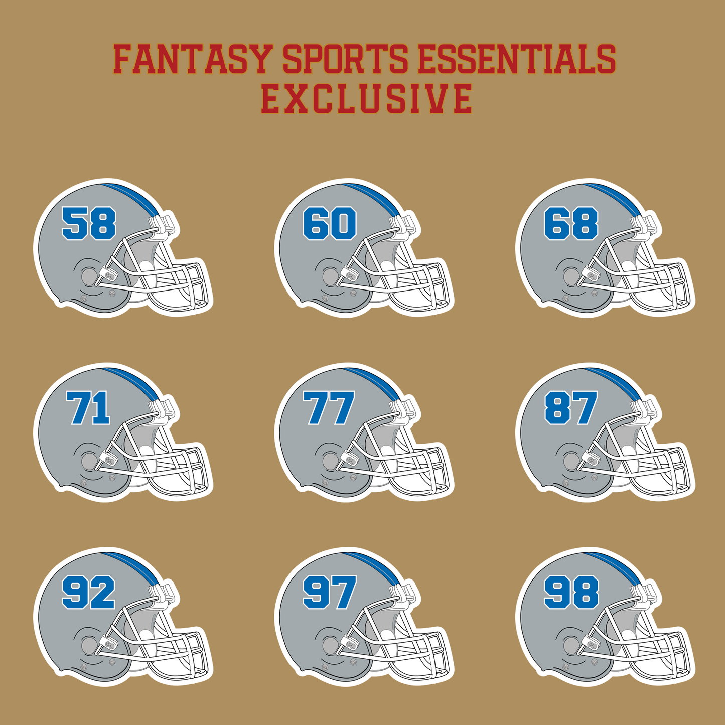 Fantasy Sports Essentials Exclusive Detrot Lions 2024 Helmet Glossy Stickers Page 3