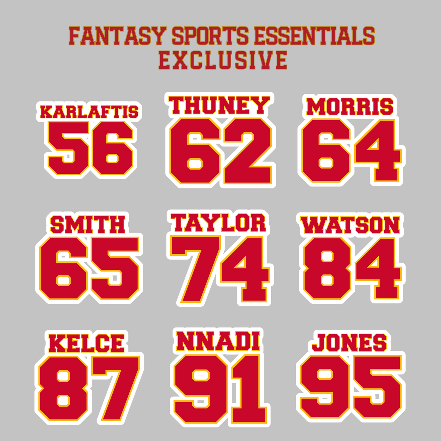 Fantasy Sports Essentials Exclusive Kansas City Chiefs 2024 Name and Number Magnets Page 3