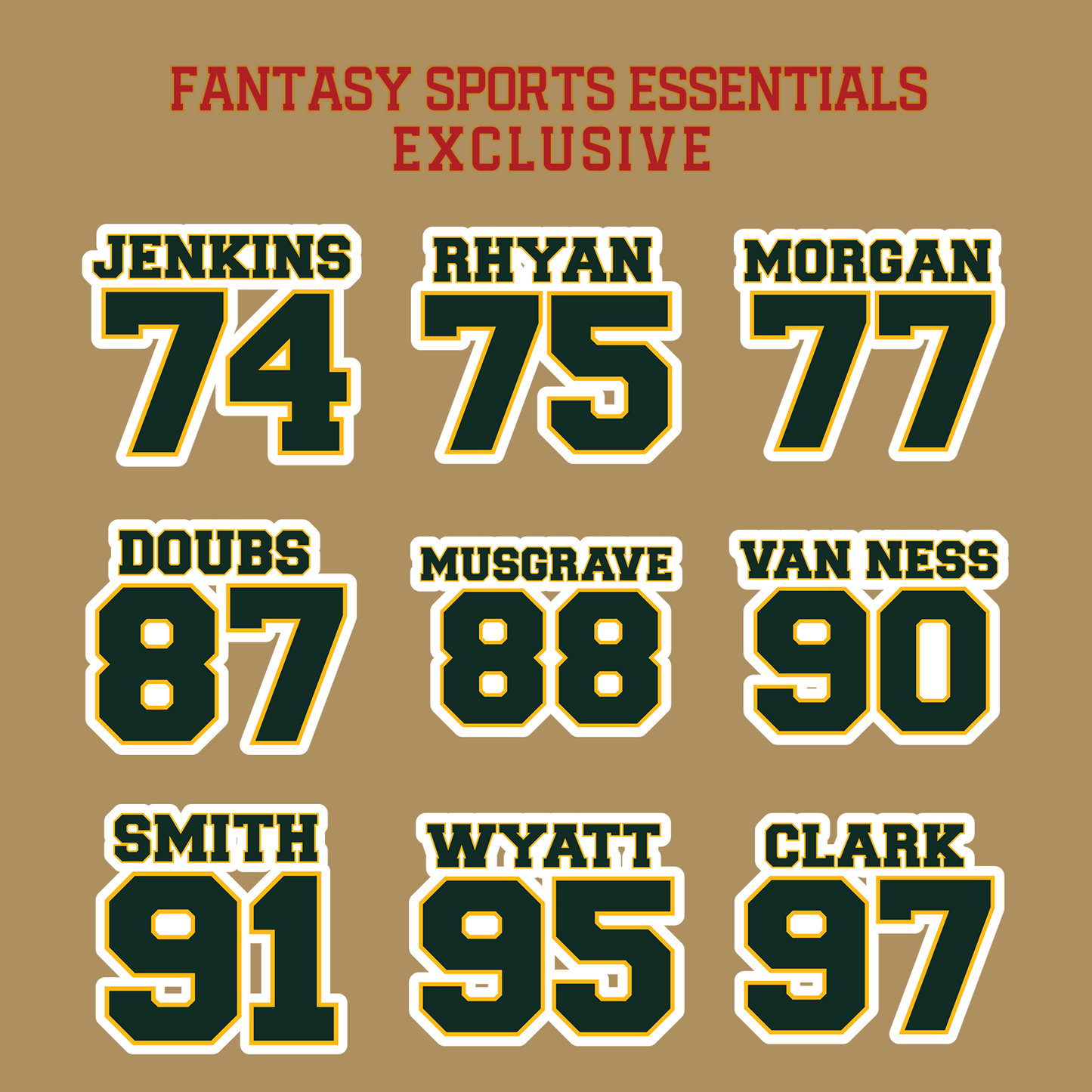 Fantasy Sports Essentials Exclusive Green Bay Packers 2024 Name and Number Glossy Stickers Page 3