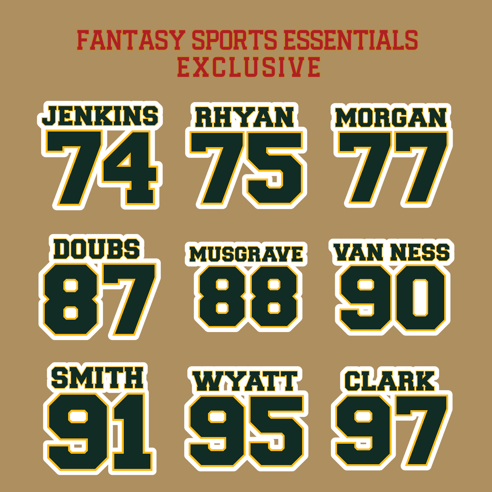 Fantasy Sports Essentials Exclusive Green Bay Packers 2024 Name and Number Glossy Stickers Page 3