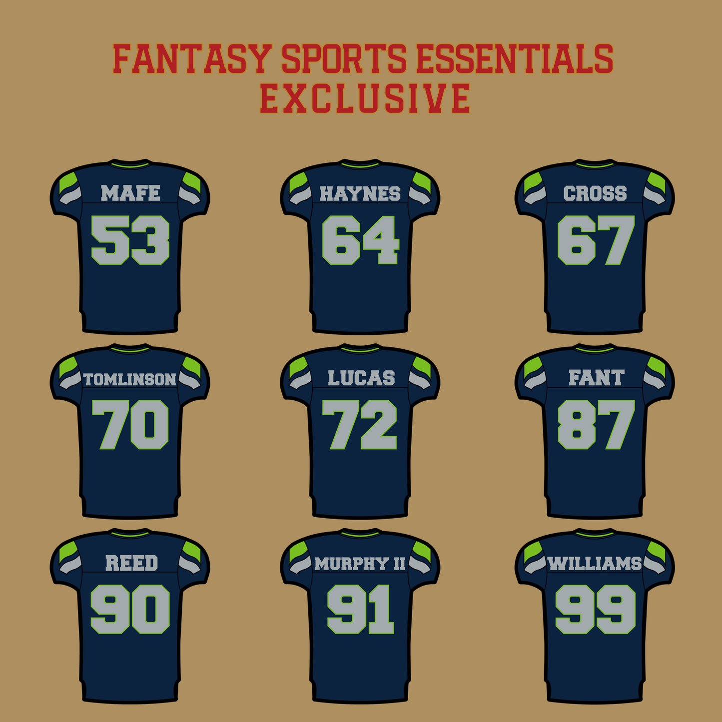 Fantasy Sports Essentials Exclusive Seattle Seahawks 2024 Home Jersey Glossy Stickers Page 3