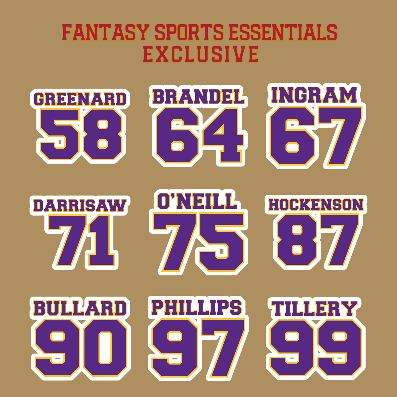 Fantasy Sports Essentials Exclusive Minnesota Vikings 2024 Name and Number Glossy Stickers Page 3