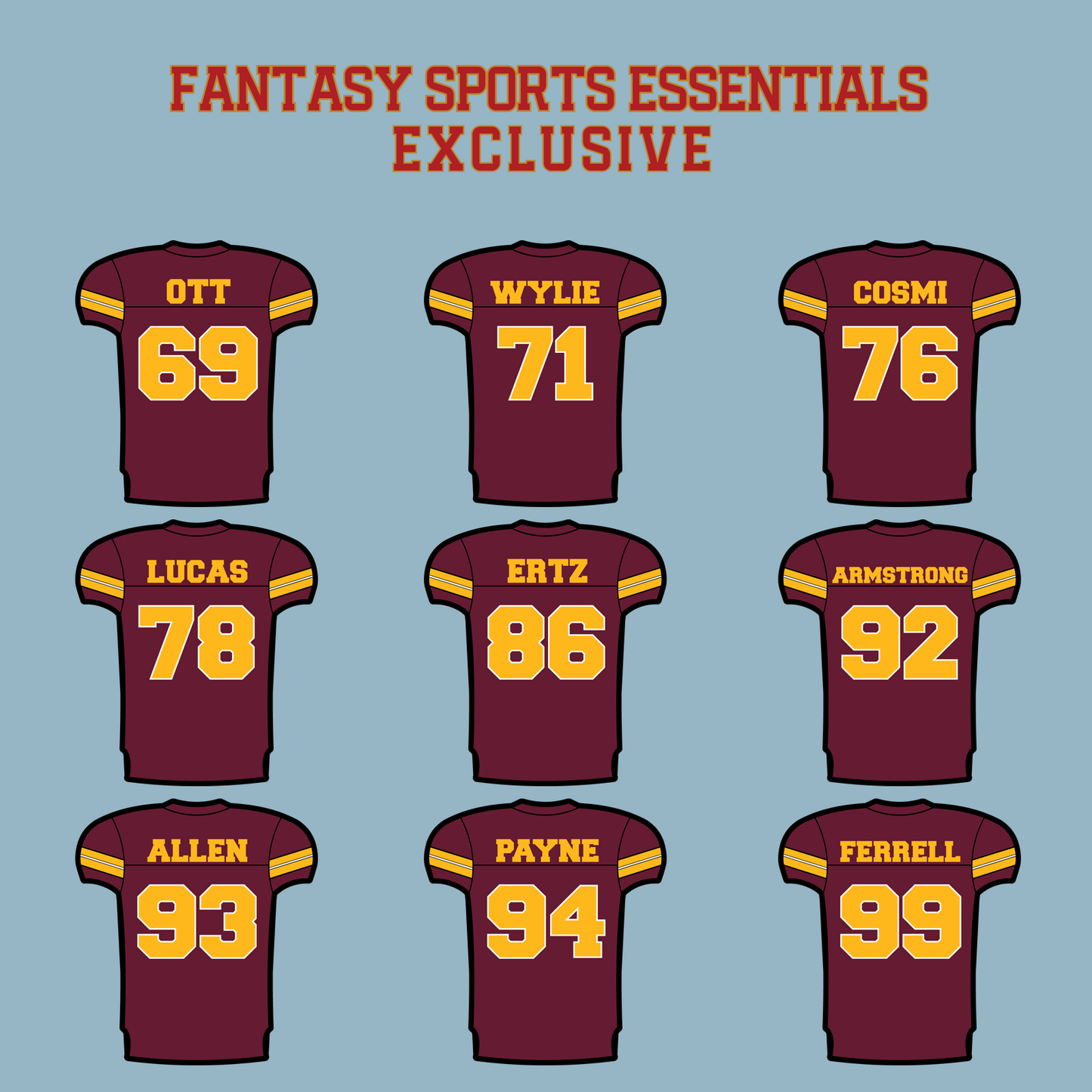 Fantasy Sports Essentials Exclusive Washington Commanders 2024 Home Jersey Matte Stickers Page 3