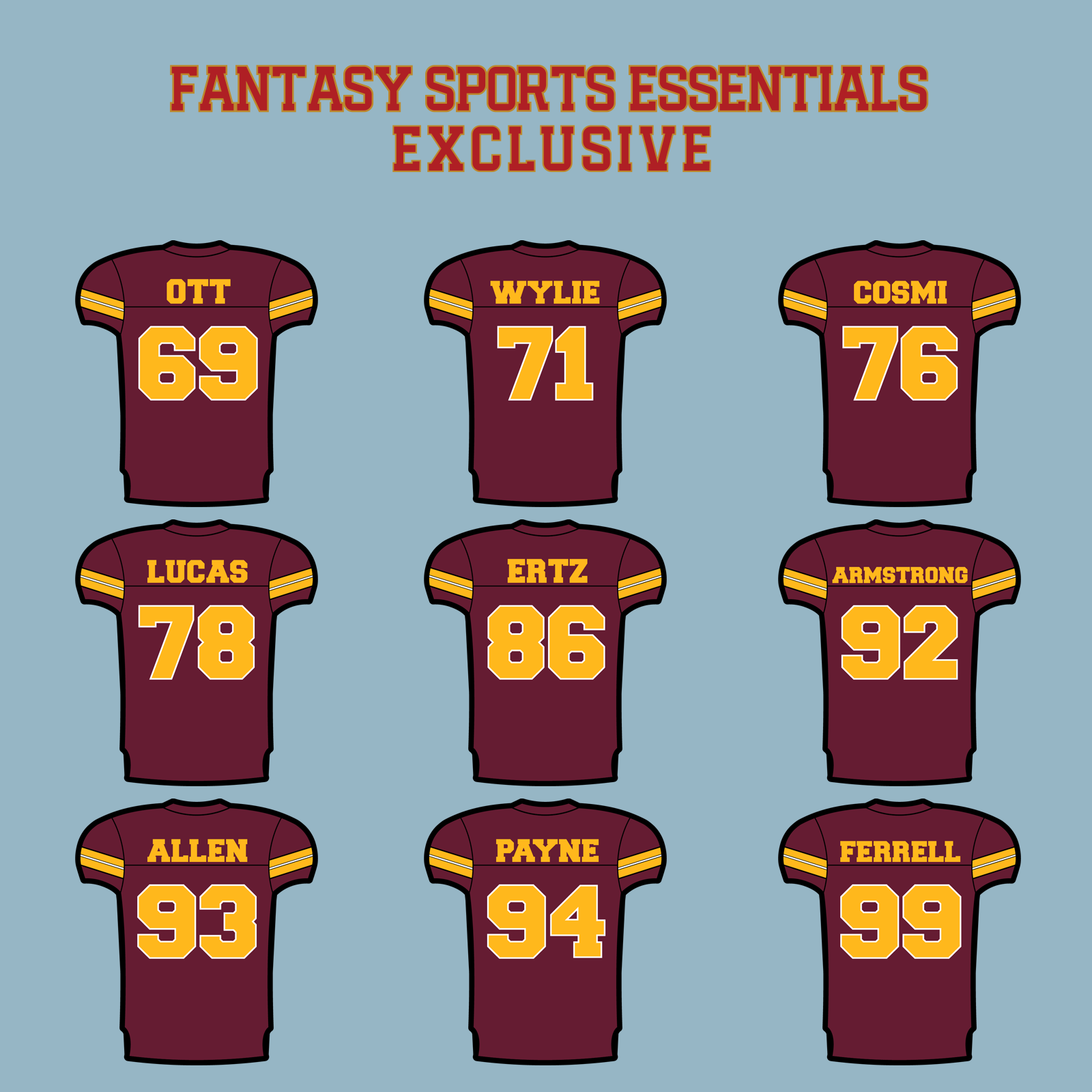 Fantasy Sports Essentials Exclusive Washington Commanders 2024 Home Jersey Matte Stickers Page 3