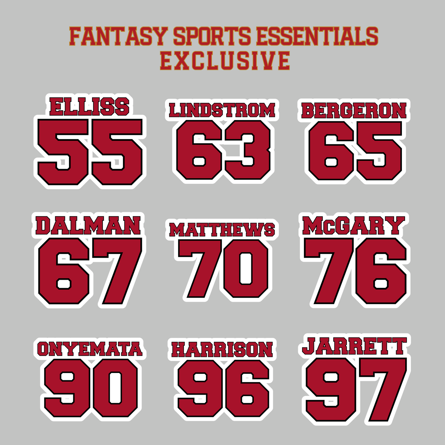 Fantasy Sports Essentials Exclusive Atlanta Falcons 2024 Name and Number Magnets Page 3