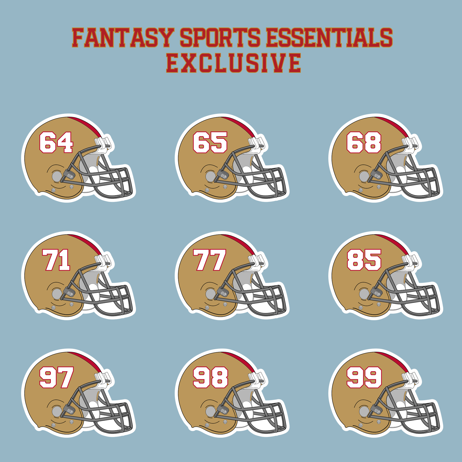 Fantasy Sports Essentials Exclusive San Francisco 49ers 2024 Helmet Matte Stickers Page 3