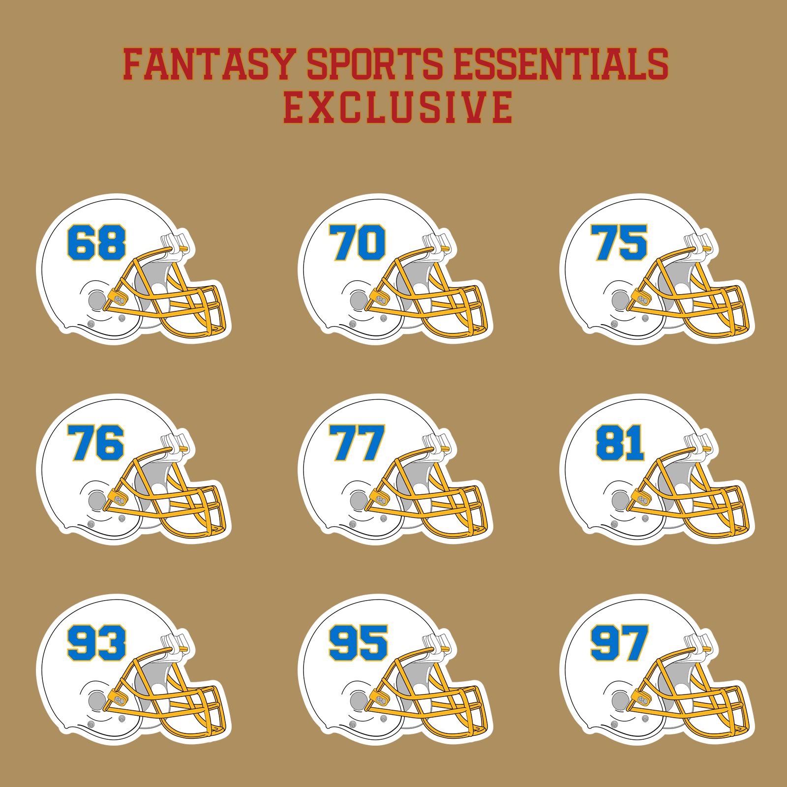 Fantasy Sports Essentials Exclusive Los Angeles Chargers 2024 Helmet Glossy Stickers Page 3