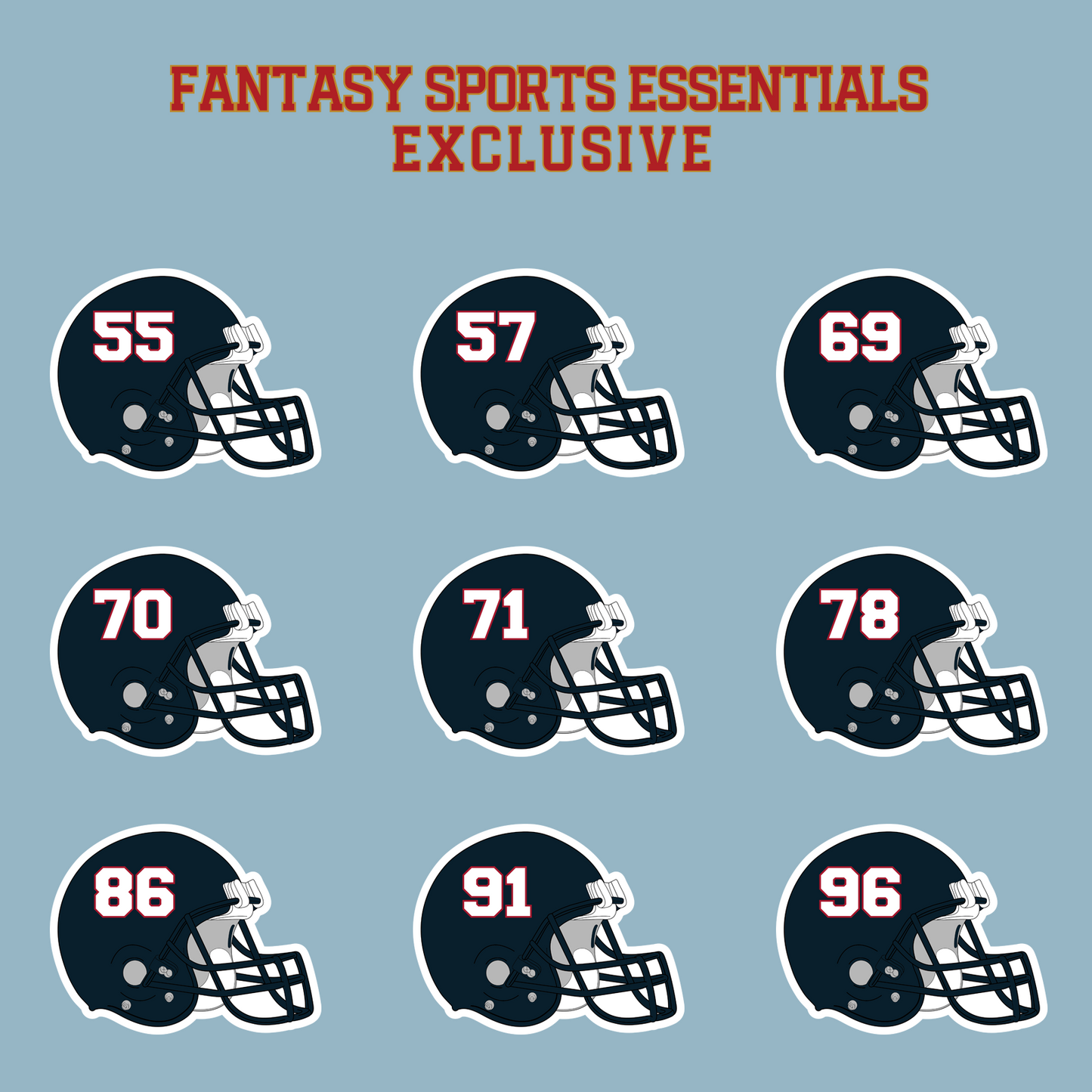 Fantasy Sports Essentials Exclusive Houston Texans 2024 Helmet Matte Stickers Page 3