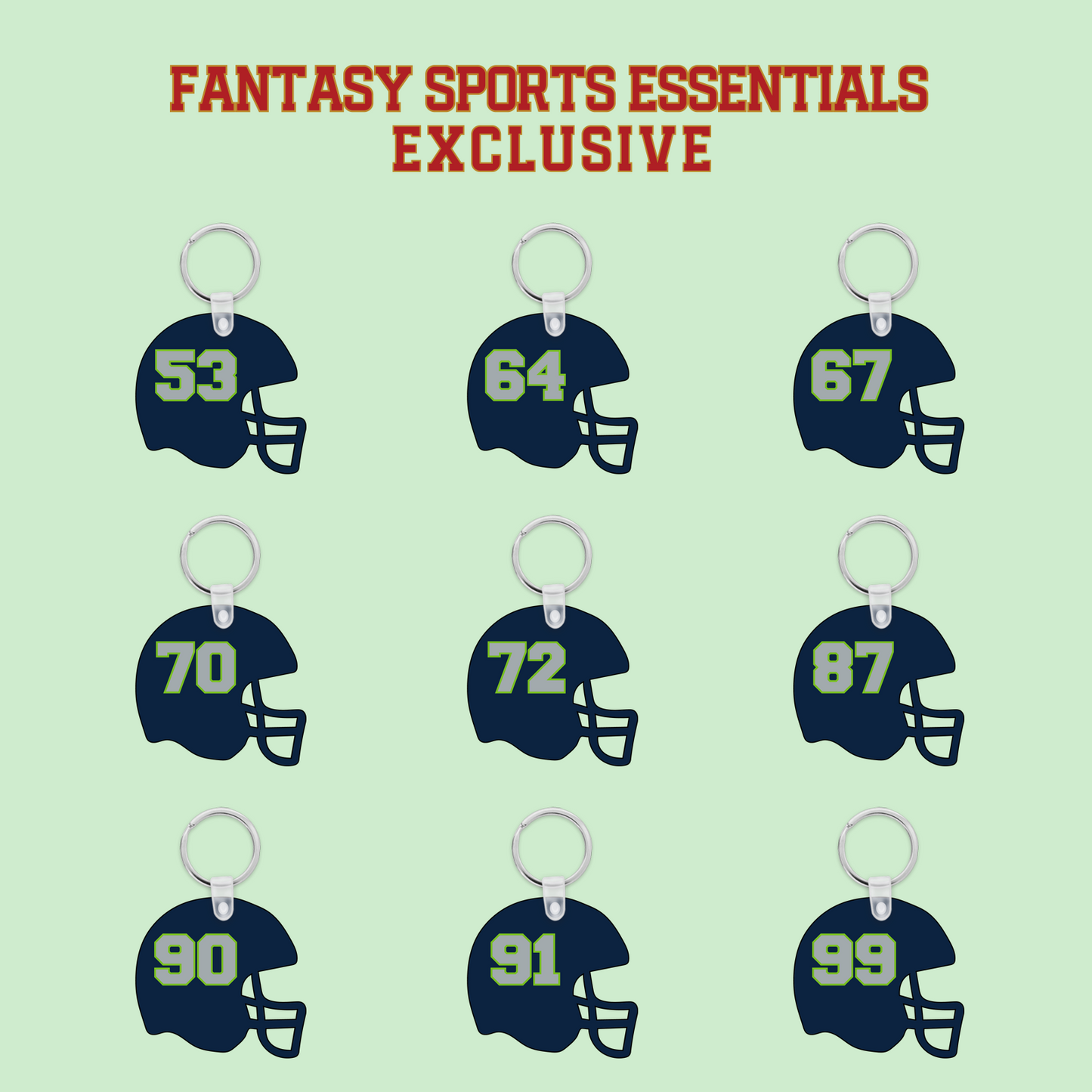 Fantasy Sports Essentials Exclusive Seattle Seahawks 2024 Helmet Keychains Page 3