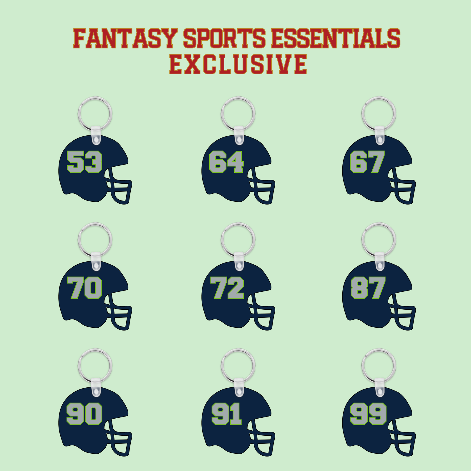 Fantasy Sports Essentials Exclusive Seattle Seahawks 2024 Helmet Keychains Page 3