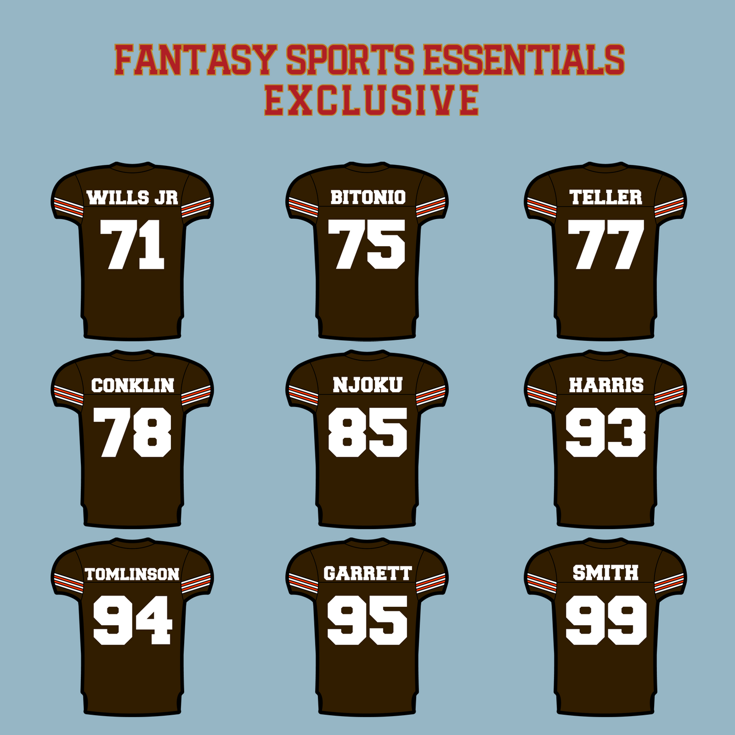 Fantasy Sports Essentials Exclusive Cleveland Browns 2024 Home Jersey Matte Stickers Page 3