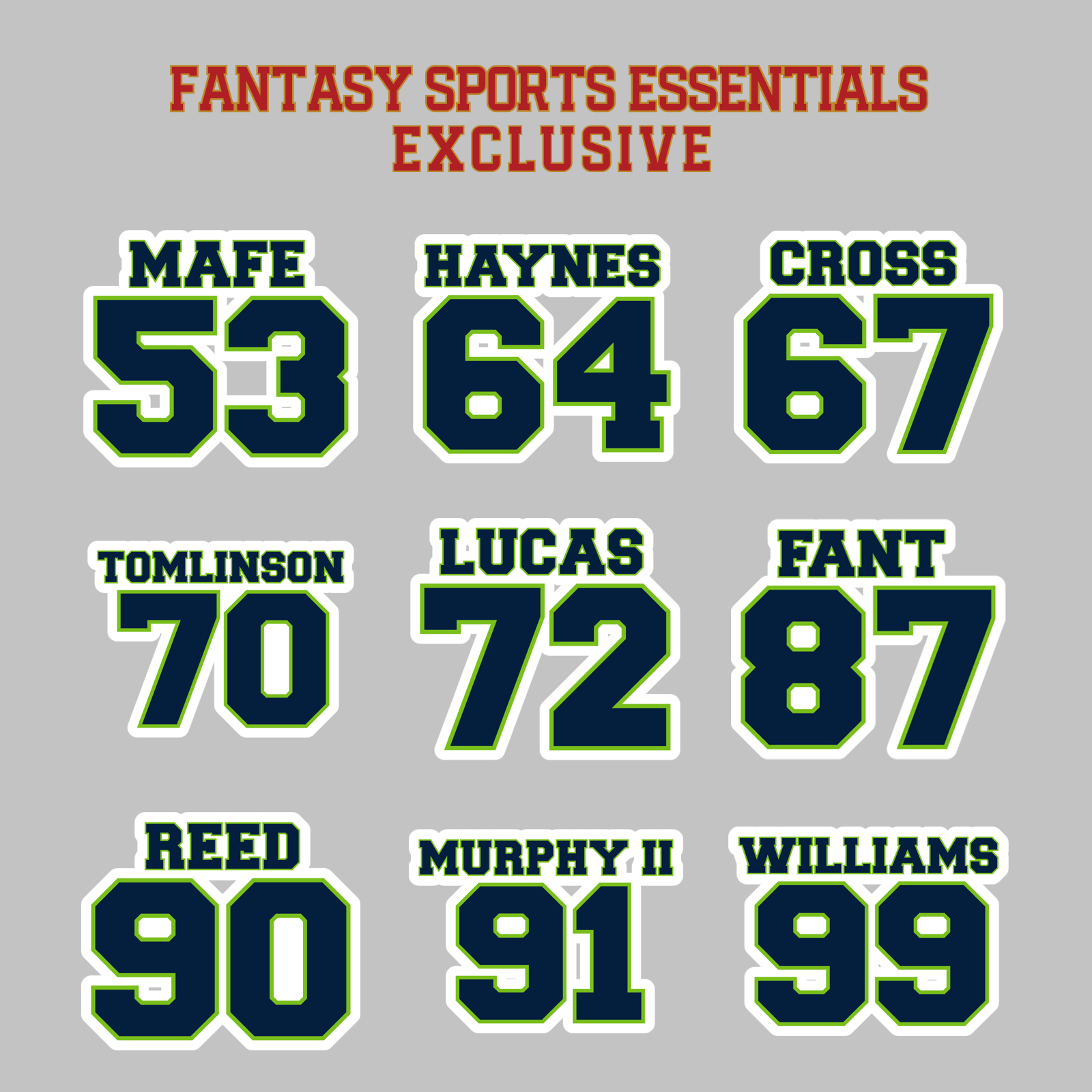 Fantasy Sports Essentials Exclusive Seattle Seahawks 2024 Name and Number Magnets Page 3