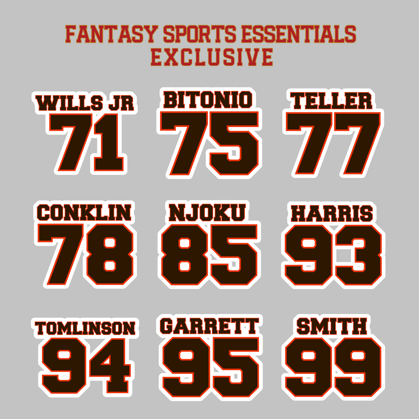 Fantasy Sports Essentials Exclusive Cleveland Browns 2024 Name and Number Magnets Page 3