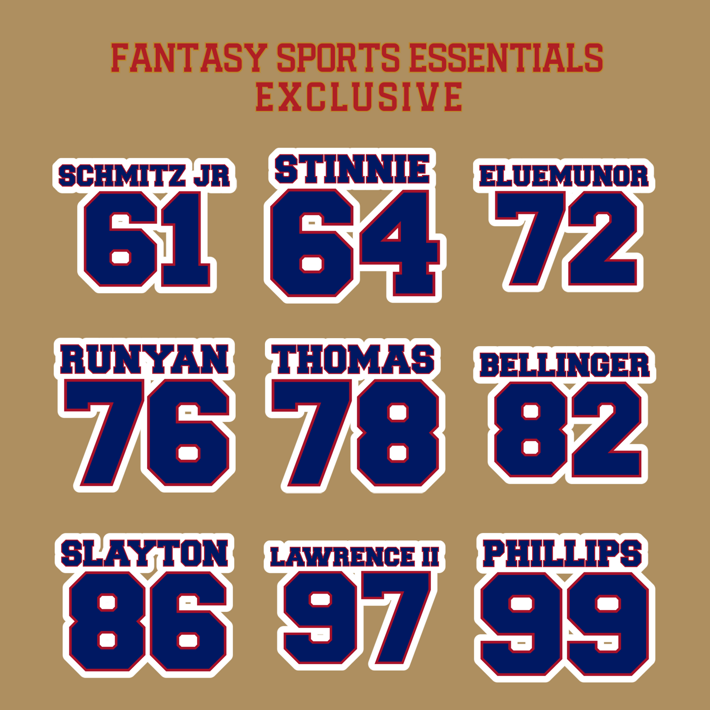 Fantasy Sports Essentials Exclusive New York Giants 2024 Name and Number Glossy Stickers Page 3