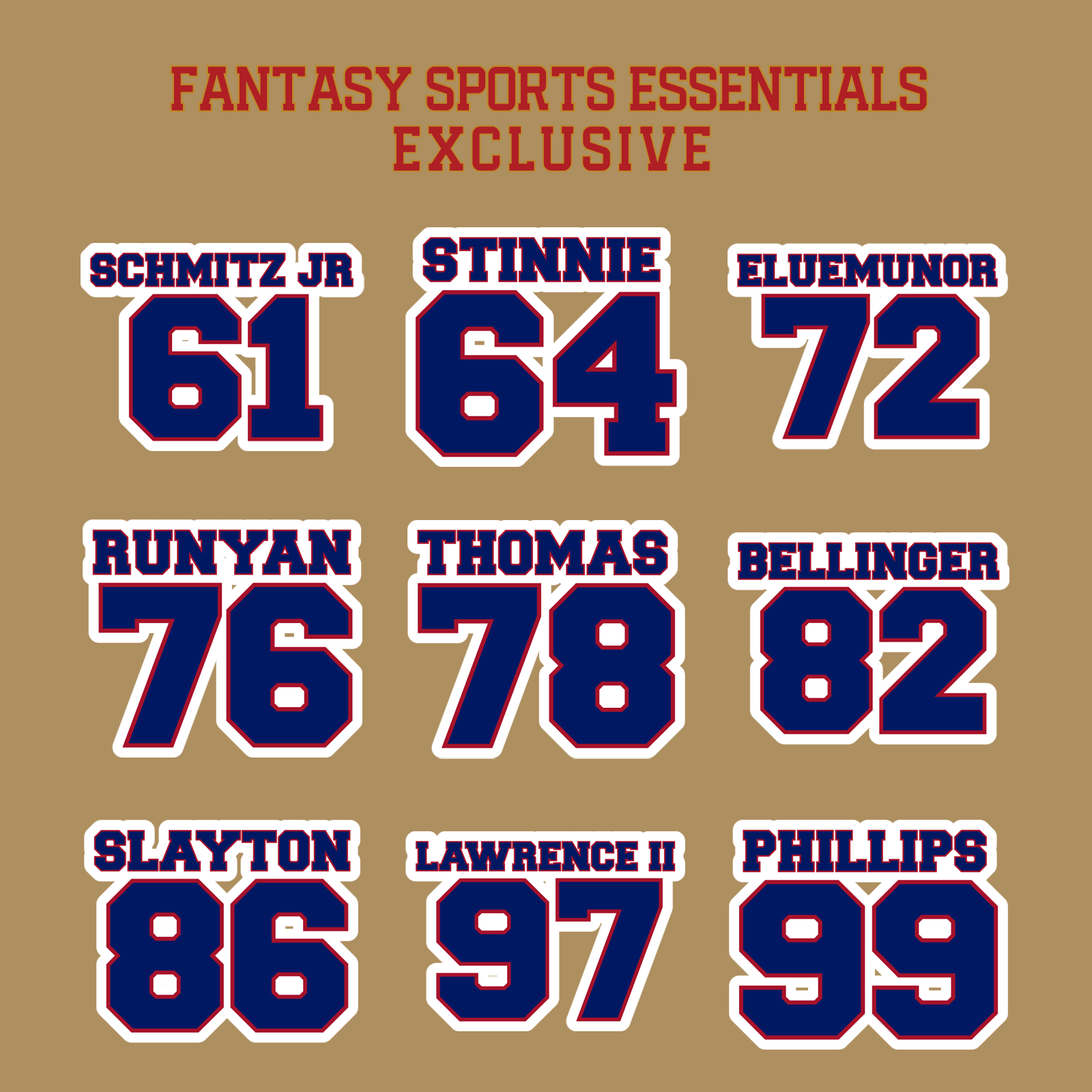 Fantasy Sports Essentials Exclusive New York Giants 2024 Name and Number Glossy Stickers Page 3