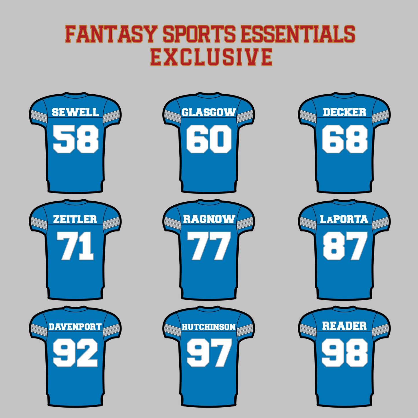 Fantasy Sports Essentials Exclusive Detroit Lions 2024 Home Jersey Magnets Page 3