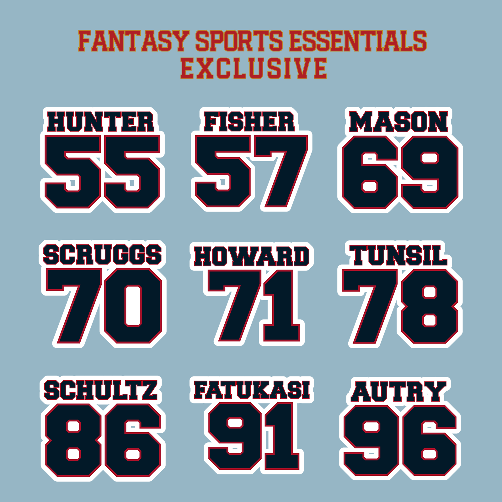 Fantasy Sports Essentials Exclusive Houston Texans 2024 Name and Number Matte Stickers Page 3