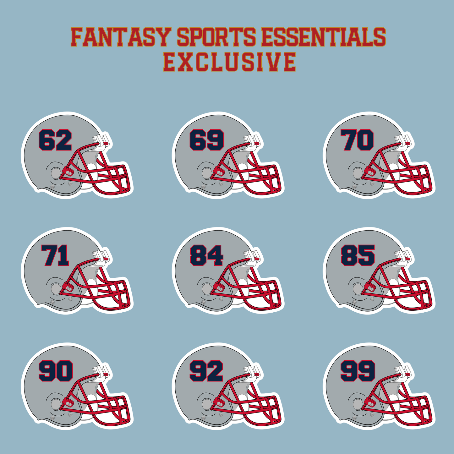 Fantasy Sports Essentials Exclusive New England Patriots 2024 Helmet Matte Stickers Page 3