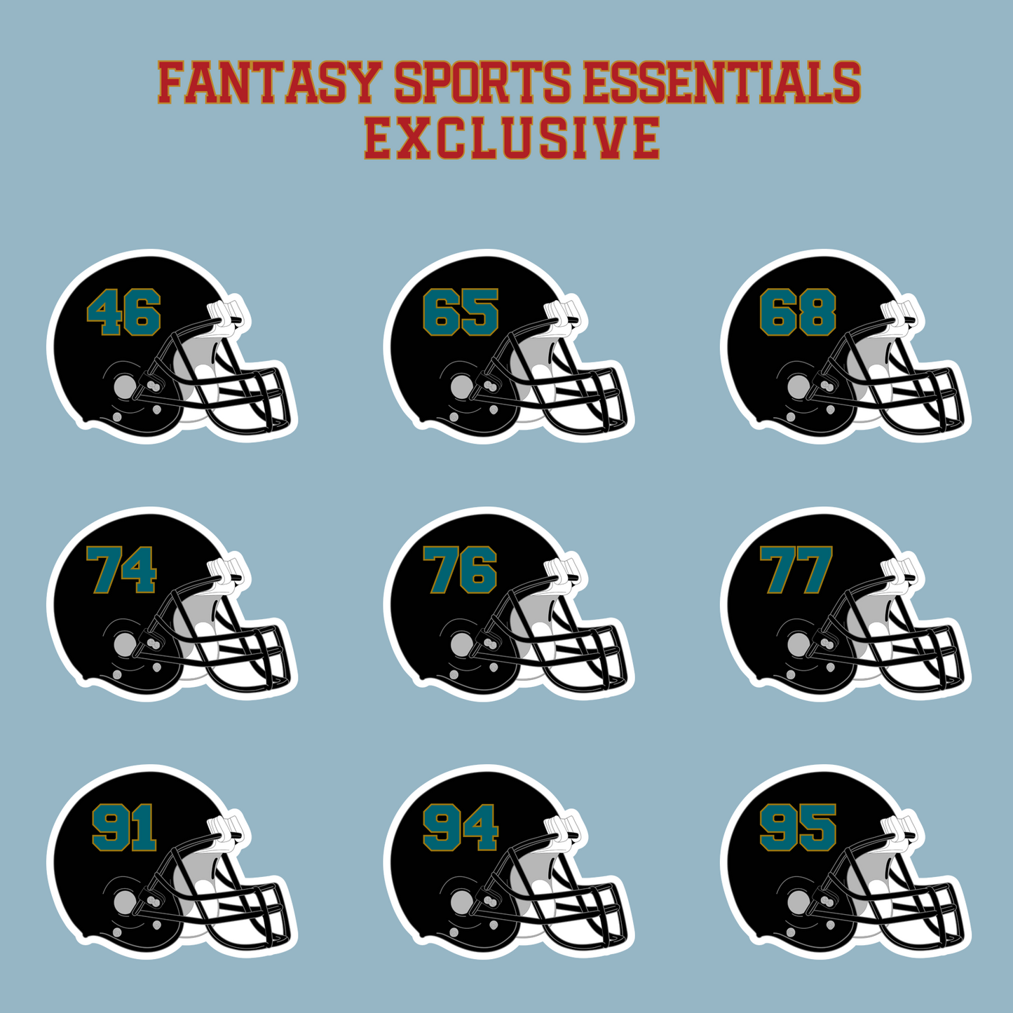 Fantasy Sports Essentials Exclusive Jacksonville Jaguars 2024 Helmet Matte Stickers Page 3