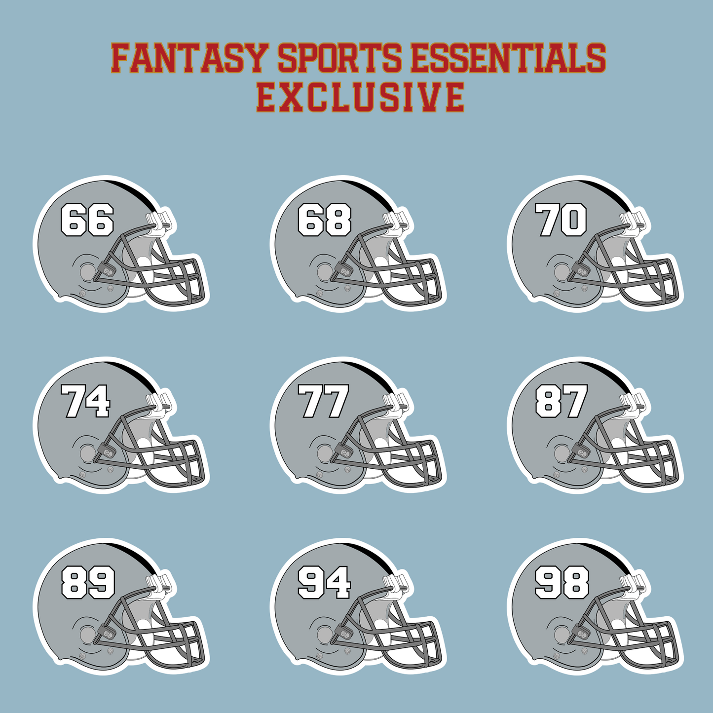 Fantasy Sports Essentials Exclusive Las Vegas Raiders 2024 Helmet Matte Stickers Page 3