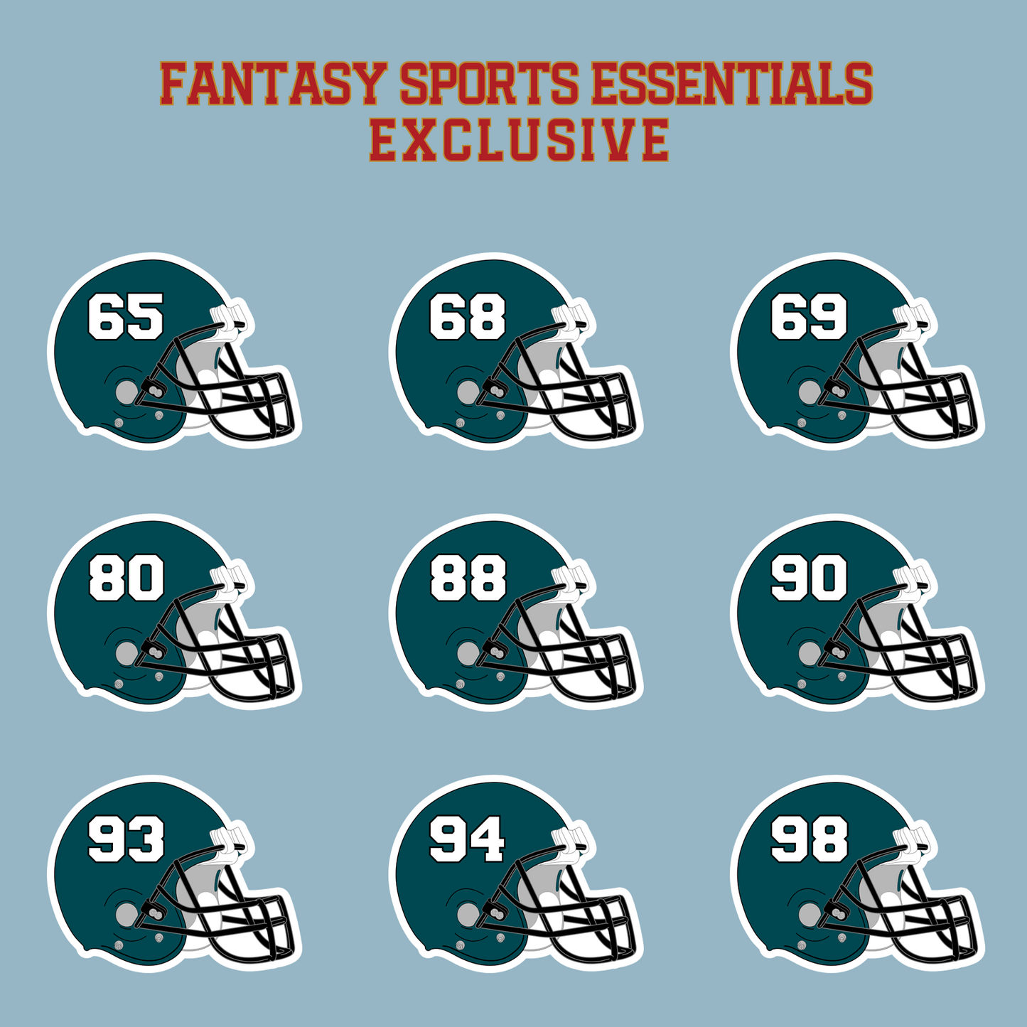 Fantasy Sports Essentials Exclusive Philadelphia Eagles 2024 Helmet Matte Stickers Page 3