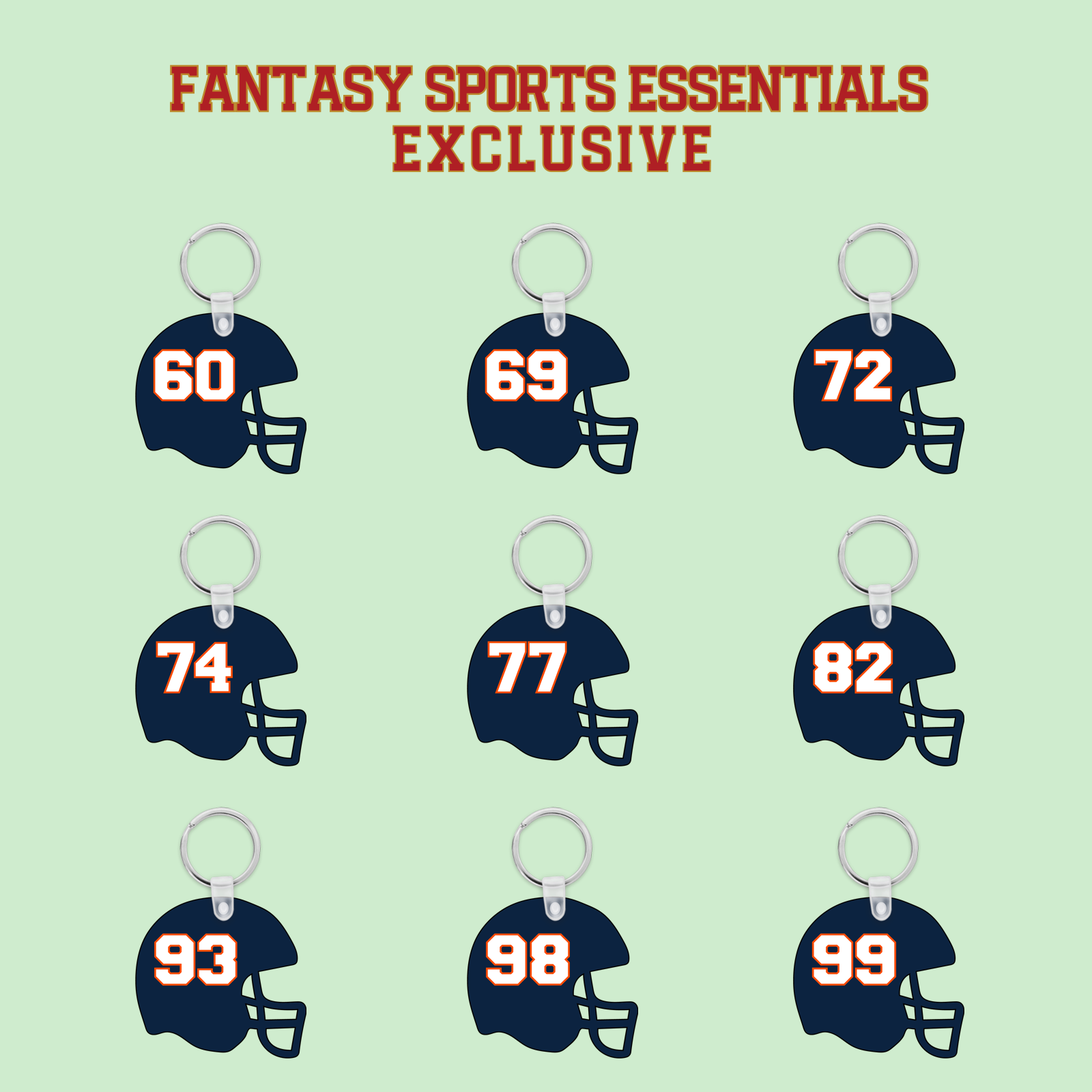 Fantasy Sports Essentials Exclusive Denver Broncos 2024 Helmet Keychains Page 3