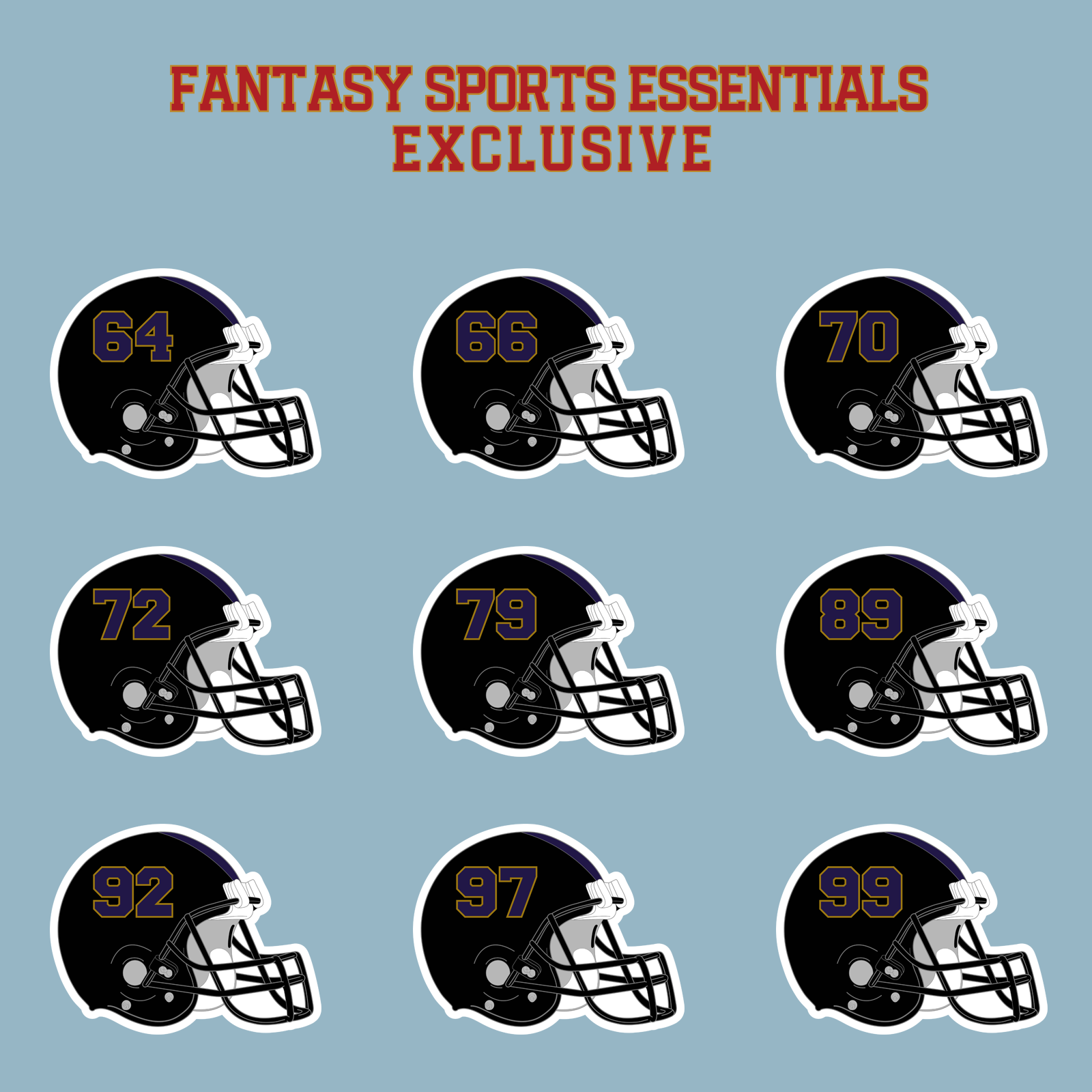 Fantasy Sports Essentials Exclusive Baltimore Ravens 2024 Helmet Matte Stickers Page 3