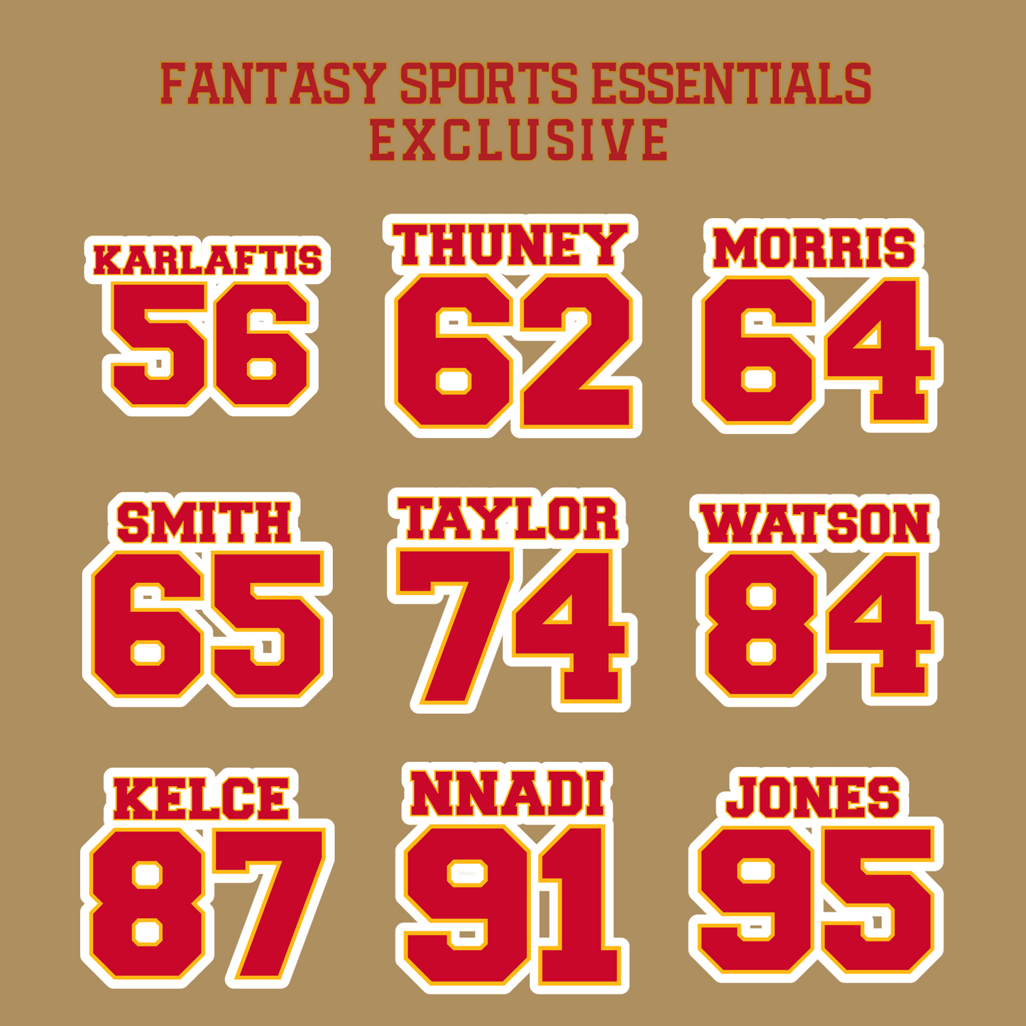 Fantasy Sports Essentials Exclusive Kansas City Chiefs 2024 Name and Number Glossy Stickers Page 3