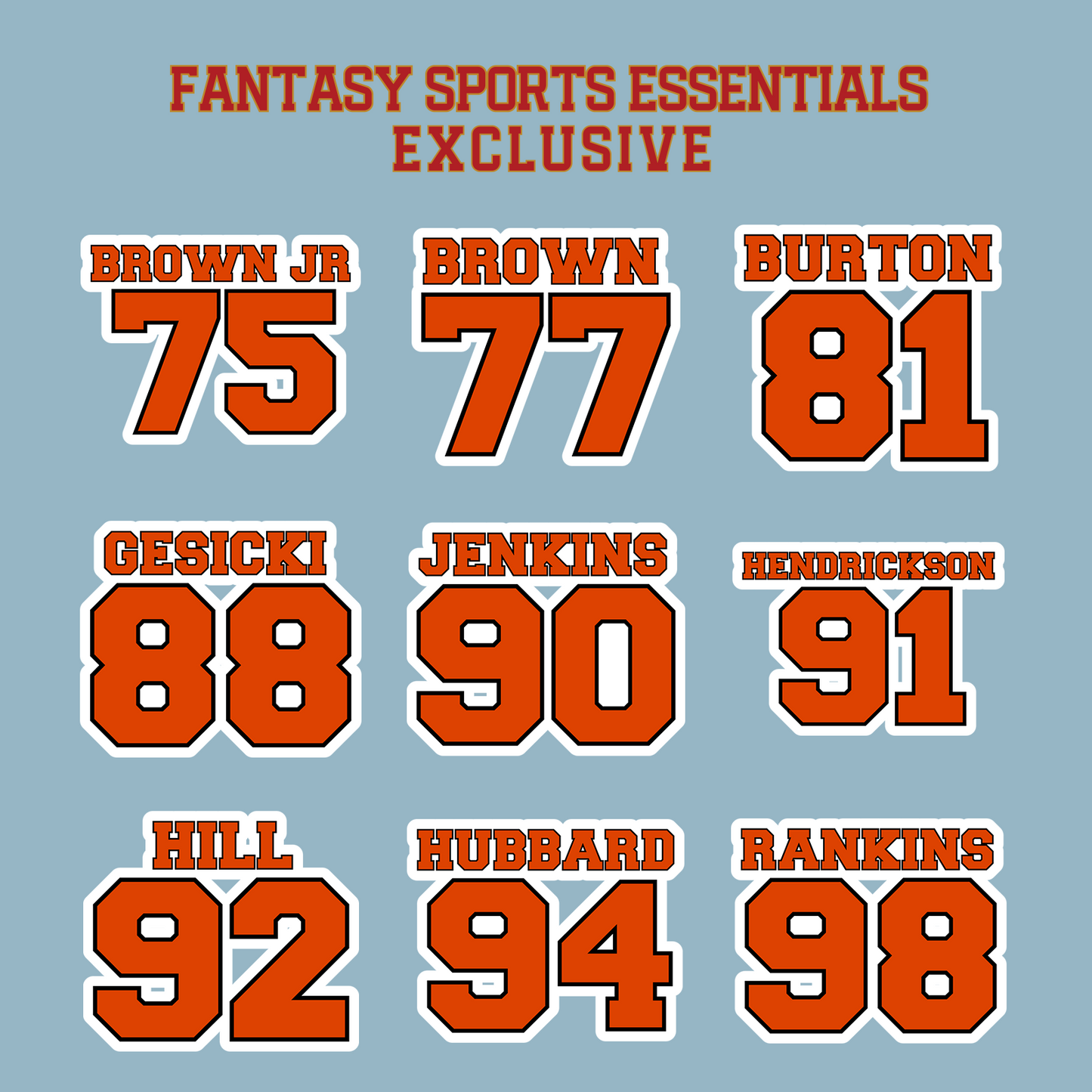 Fantasy Sports Essentials Exclusive Cincinnati Bengals 2024 Name and Number Matte Stickers Page 3