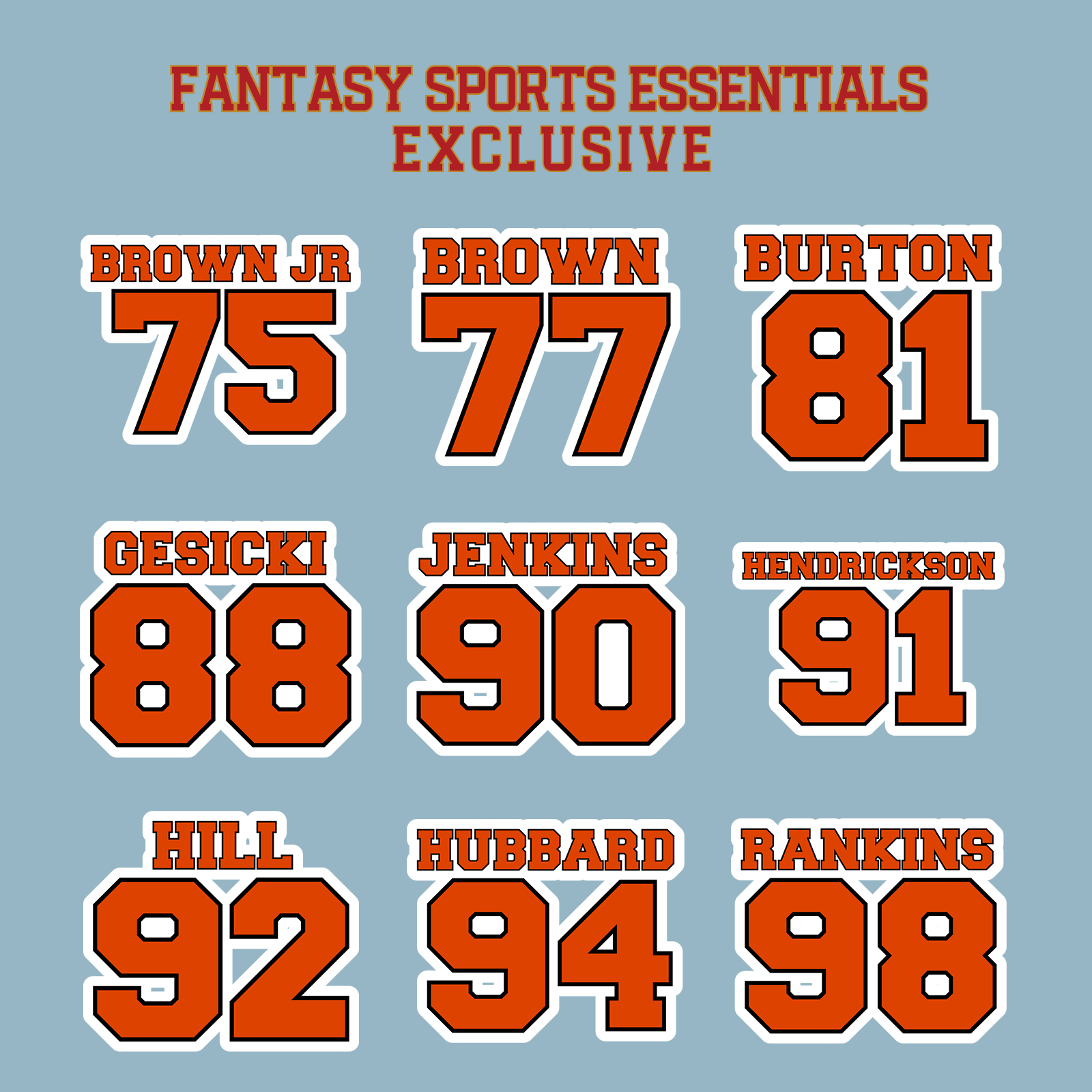 Fantasy Sports Essentials Exclusive Cincinnati Bengals 2024 Name and Number Matte Stickers Page 3