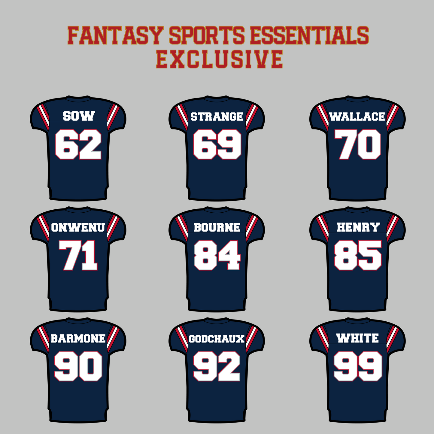 Fantasy Sports Essentials Exclusive New England Patriots 2024 Home Jersey Magnets Page 3