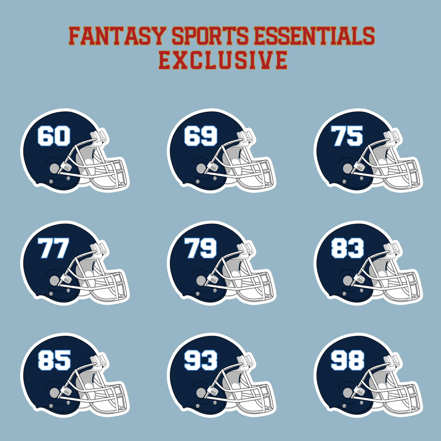 Fantasy Sports Essentials Exclusive Tennessee Titans 2024 Helmet Matte Stickers Page 3