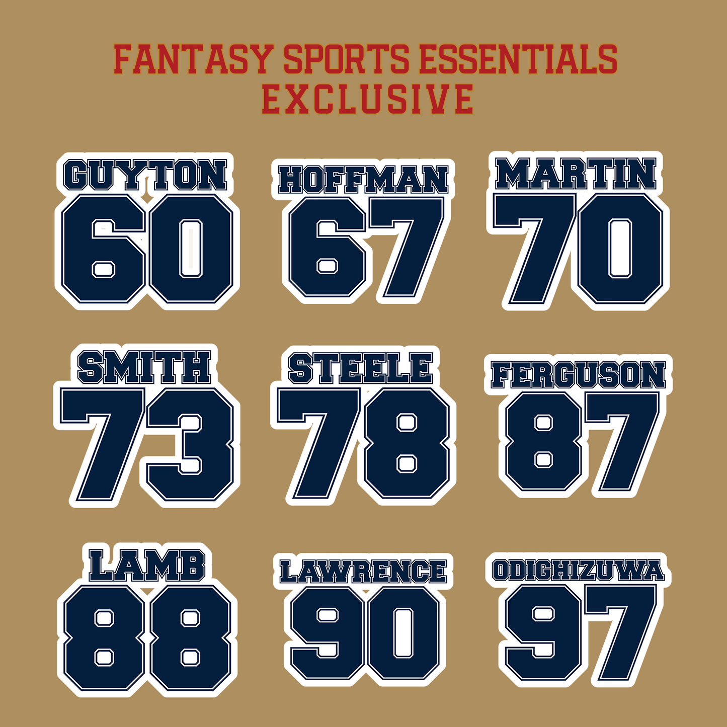 Fantasy Sports Essentials Exclusive Dallas Cowboys 2024 Name and Number Glossy Stickers Page 3