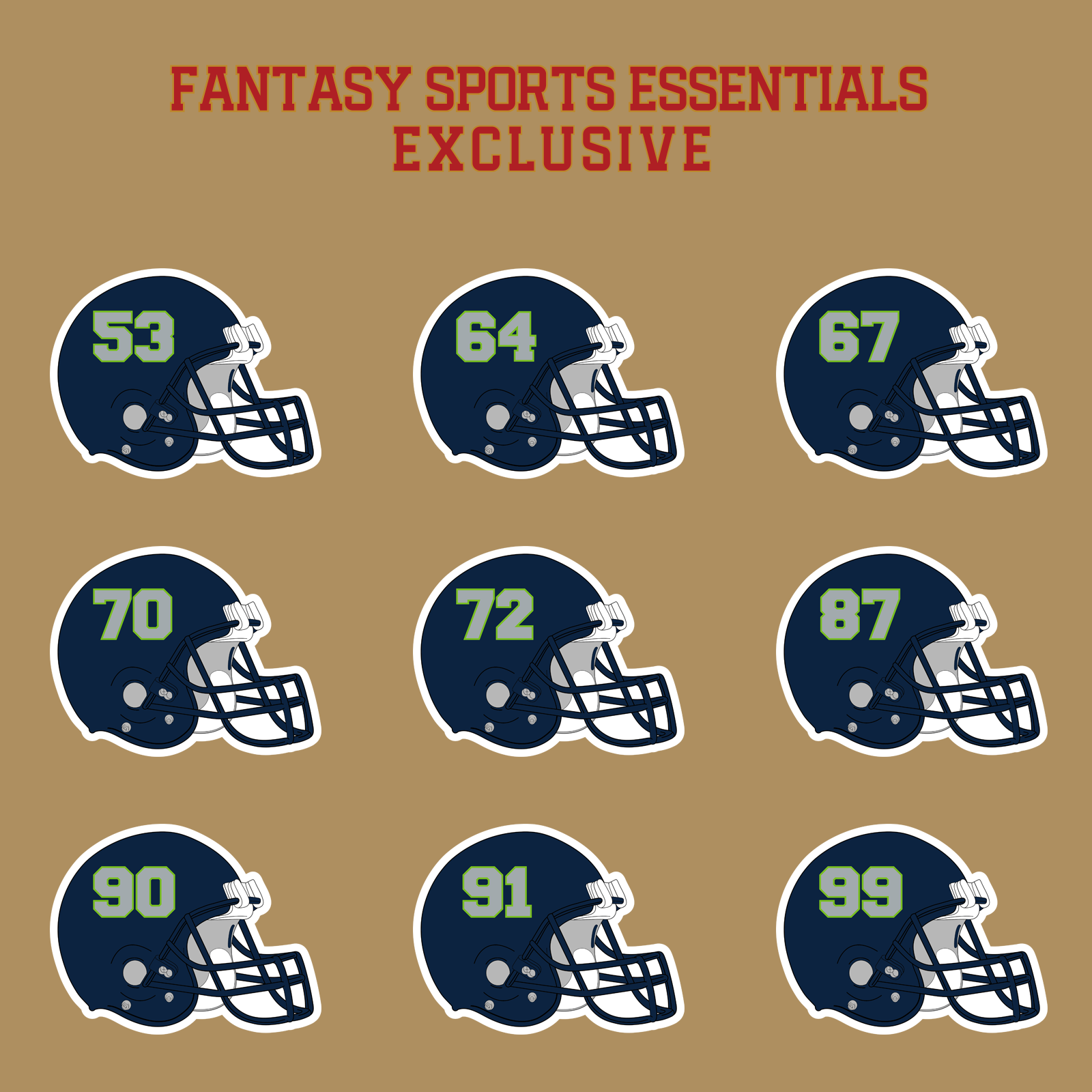 Fantasy Sports Essentials Exclusive Seattle Seahawks 2024 Helmet Glossy Stickers Page 3