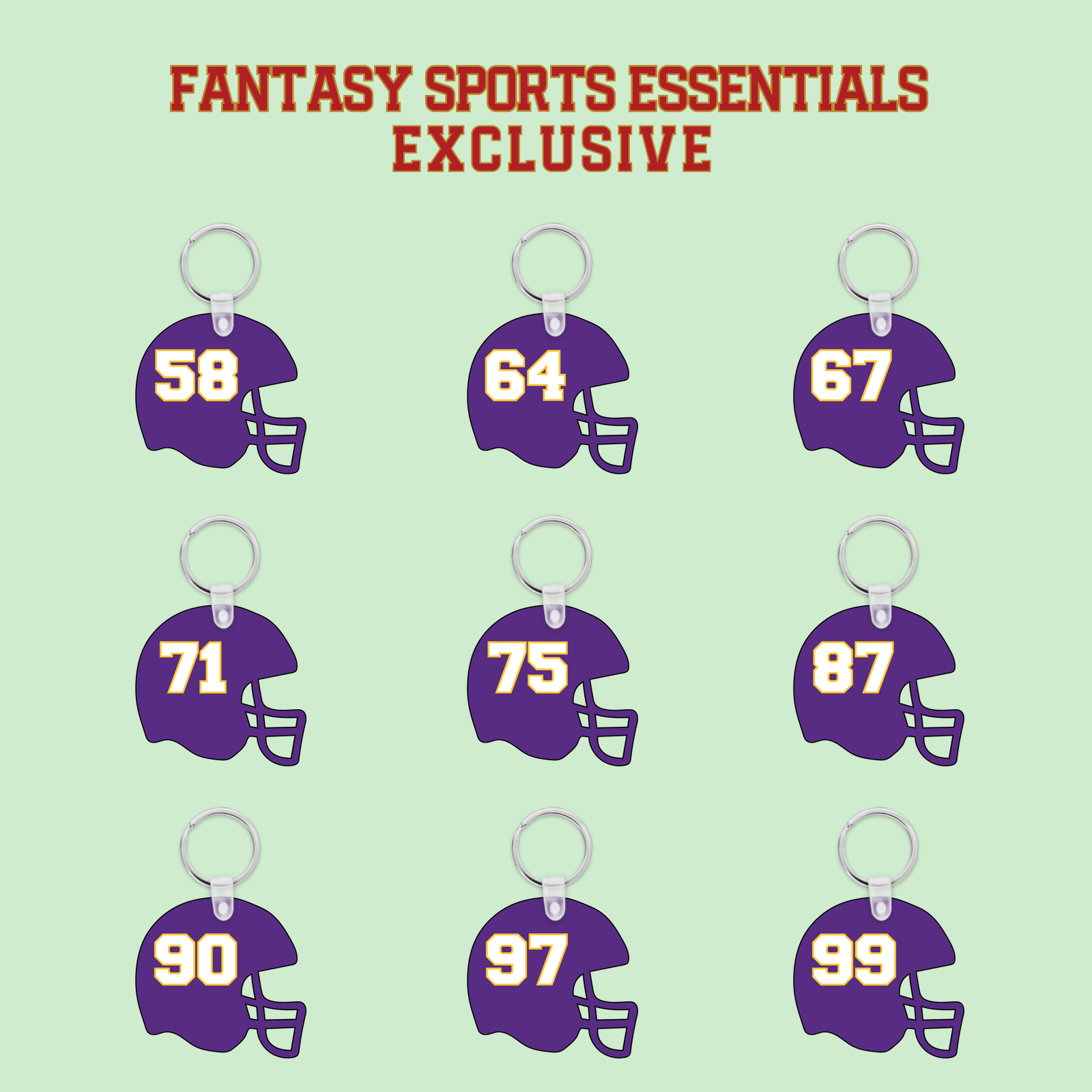 Fantasy Sports Essentials Exclusive Minnesota Vikings 2024 Helmet Keychains Page 3