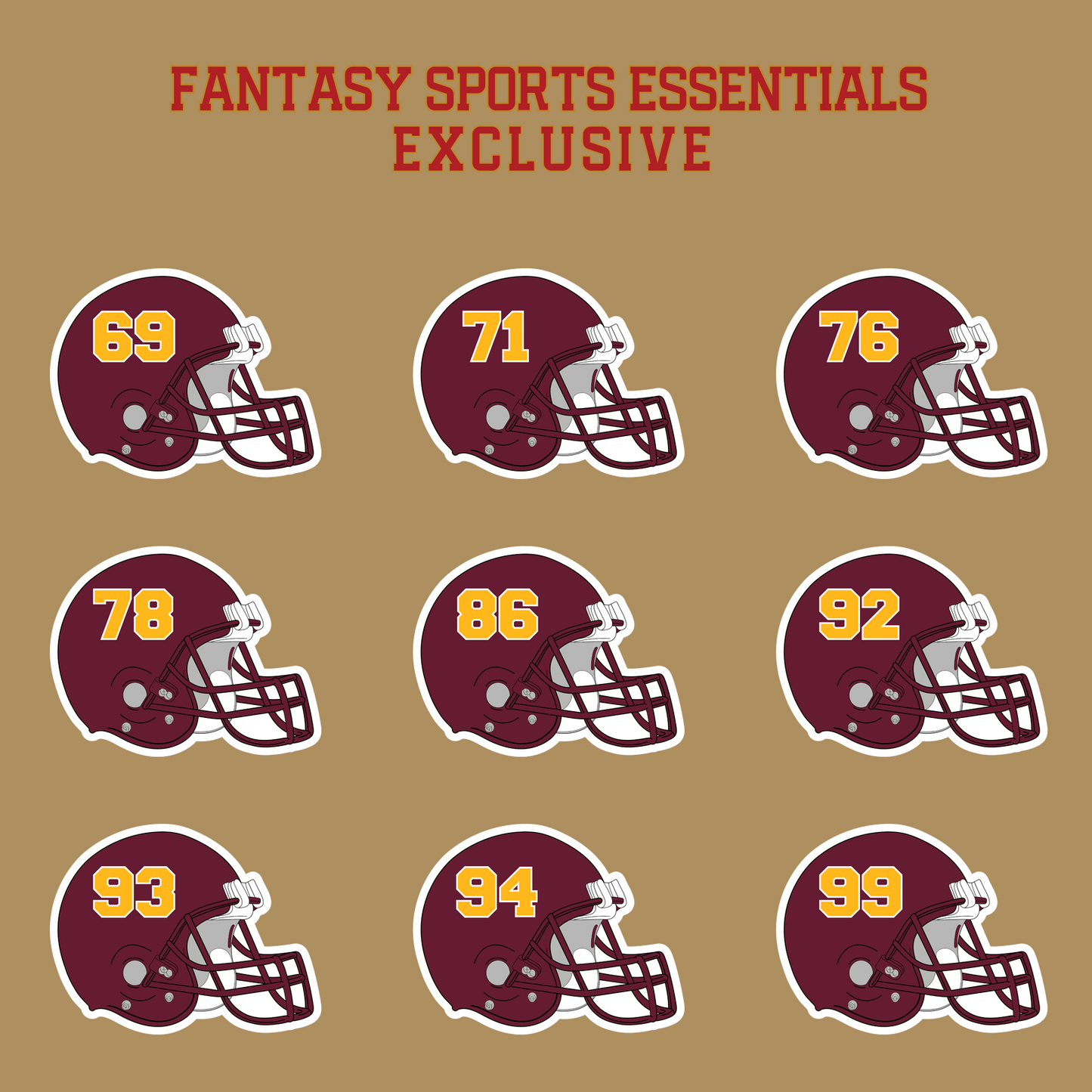 Fantasy Sports Essentials Exclusive Washington Commanders 2024 Helmet Glossy Stickers Page 3