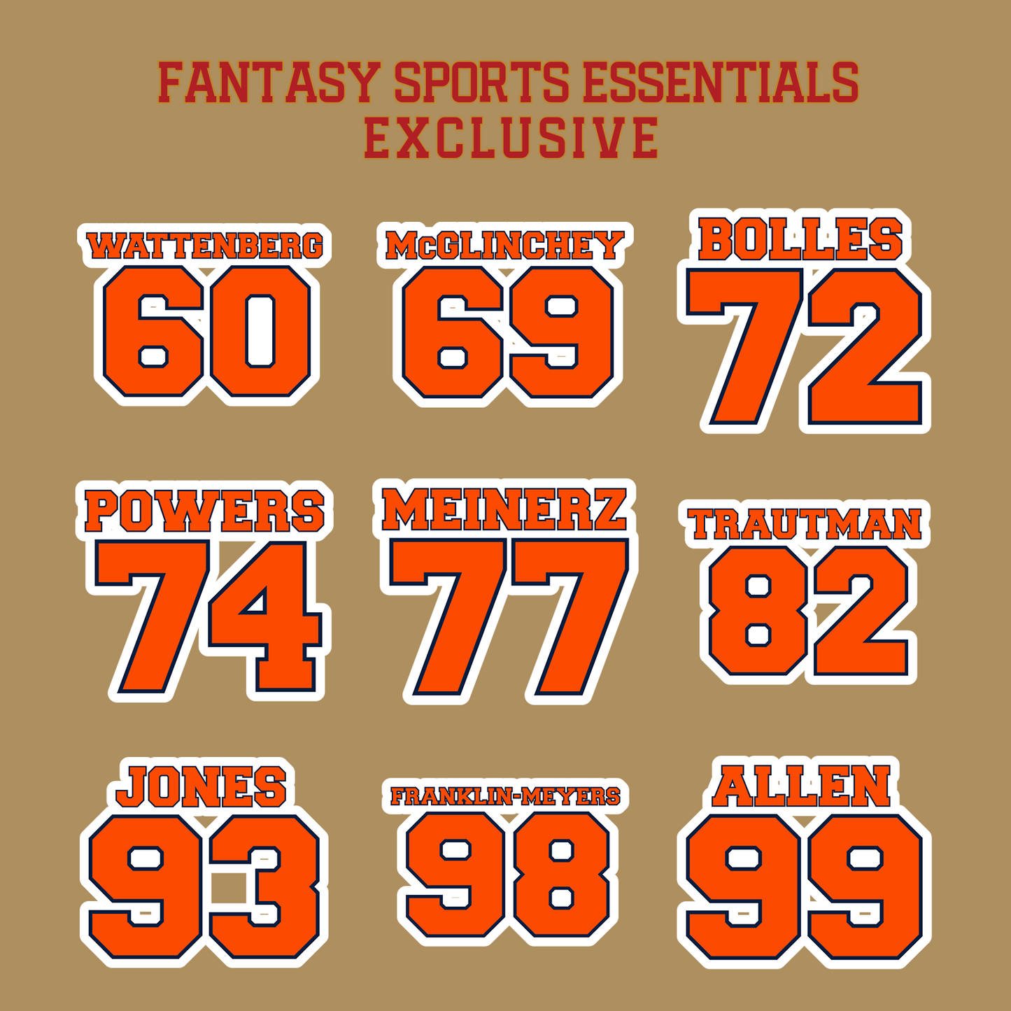 Fantasy Sports Essentials Exclusive Denver Broncos 2024 Name and Number Glossy Stickers Page 3