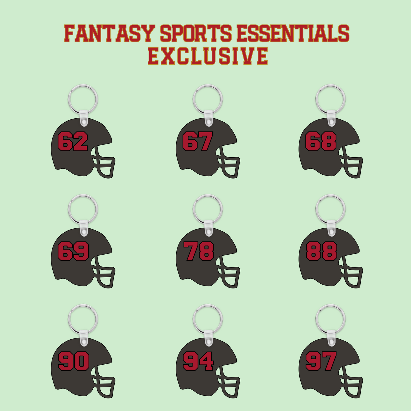 Fantasy Sports Essentials Exclusive Tampa Bay Buccaneers 2024 Helmet Keychains Page 3