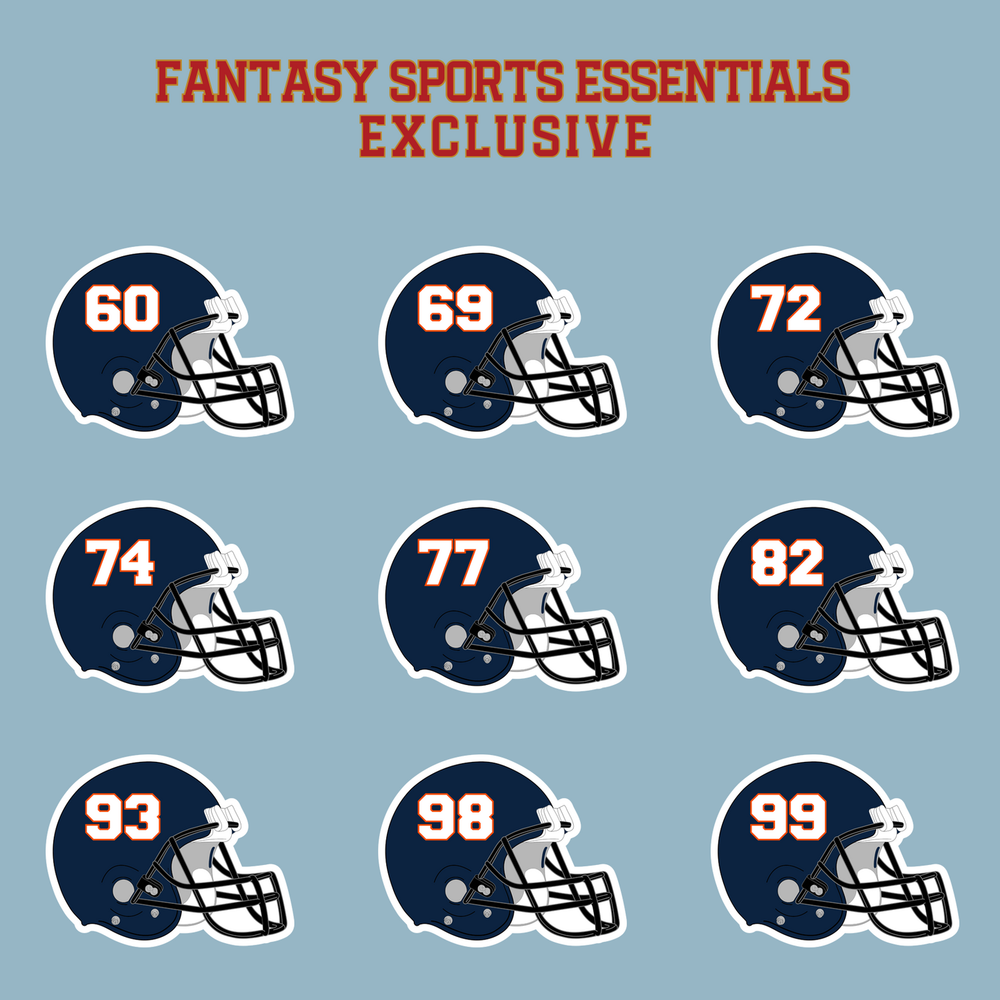 Fantasy Sports Essentials Exclusive Denver Broncos 2024 Helmet Matte Stickers Page 3