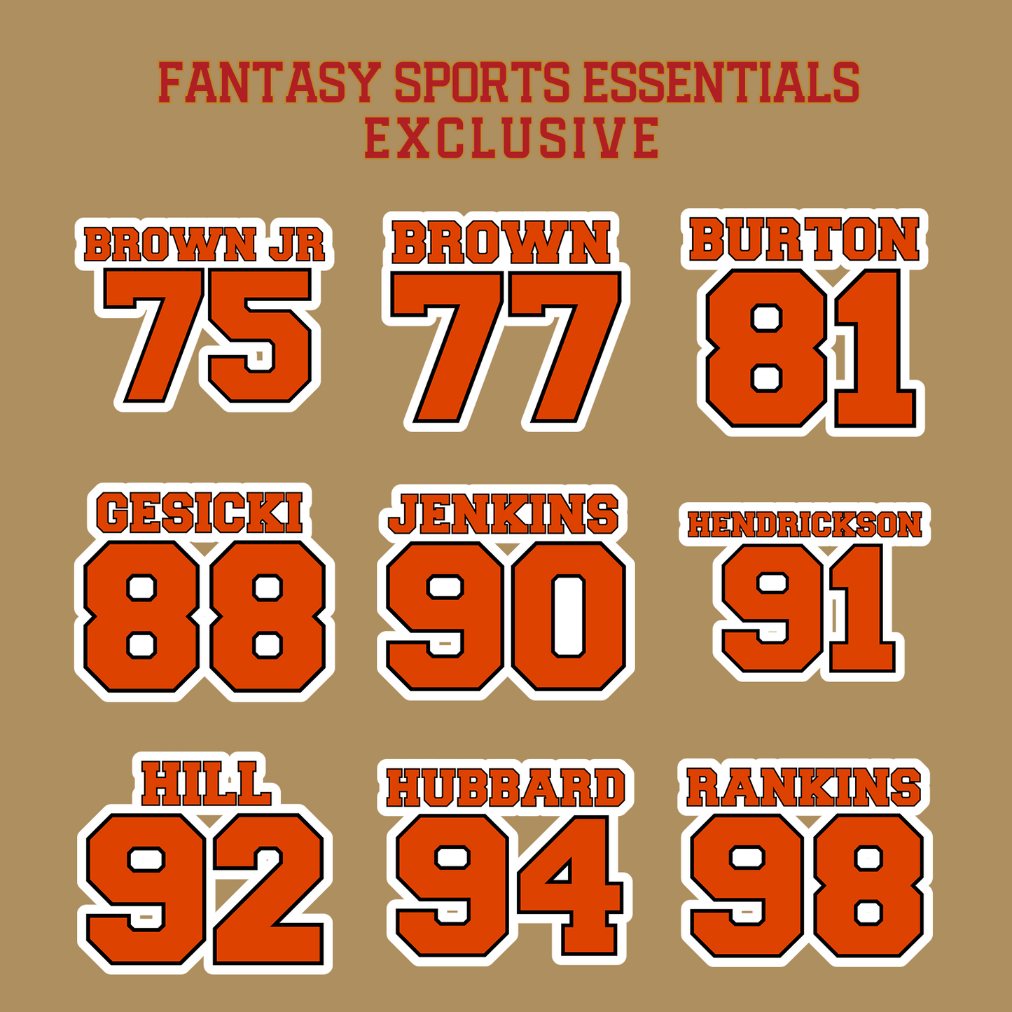 Fantasy Sports Essentials Exclusive Cincinnati Bengals 2024 Name and Number Glossy Stickers Page 3