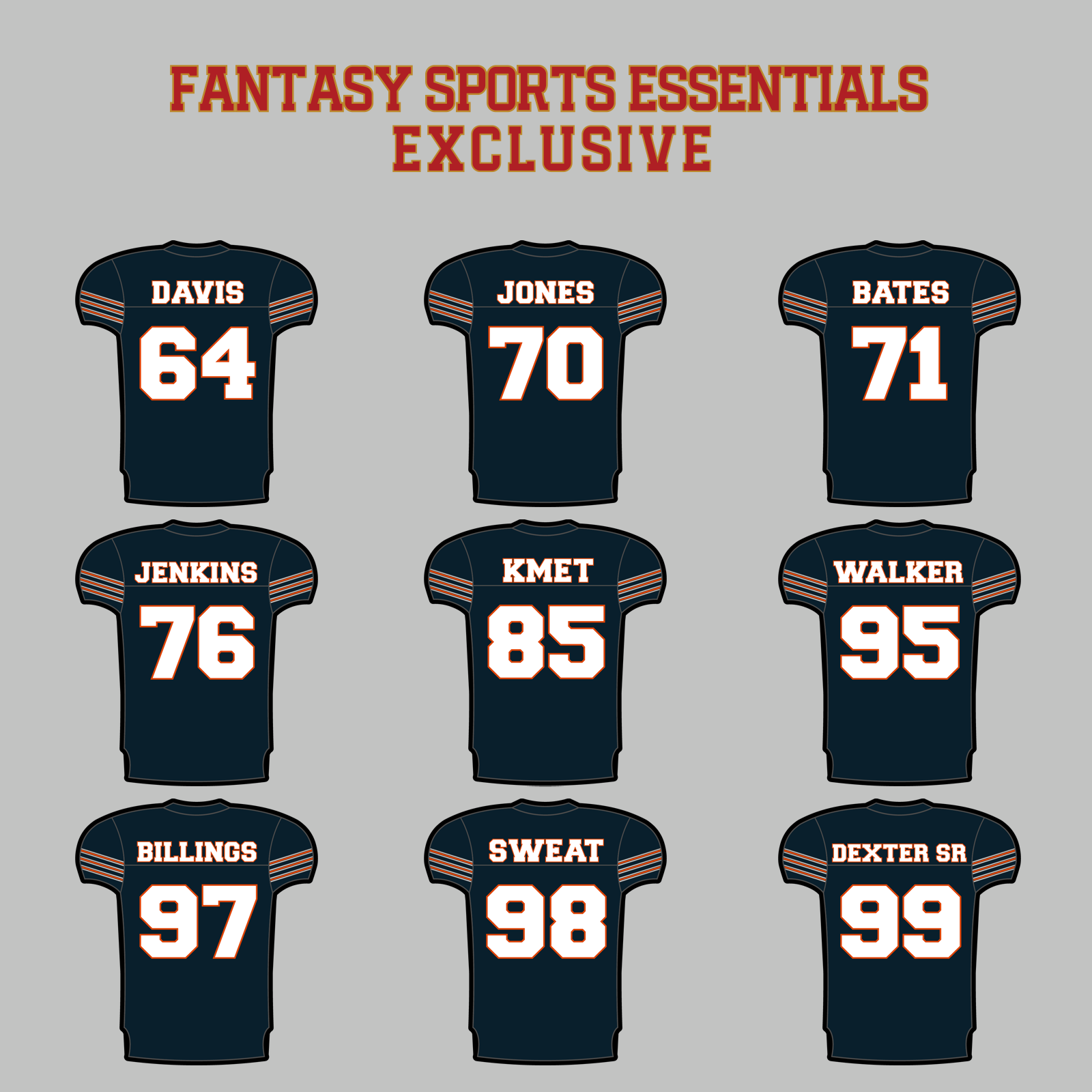 Fantasy Sports Essentials Exclusive Chicago Bears 2024 Home Jersey Magnets Page 3