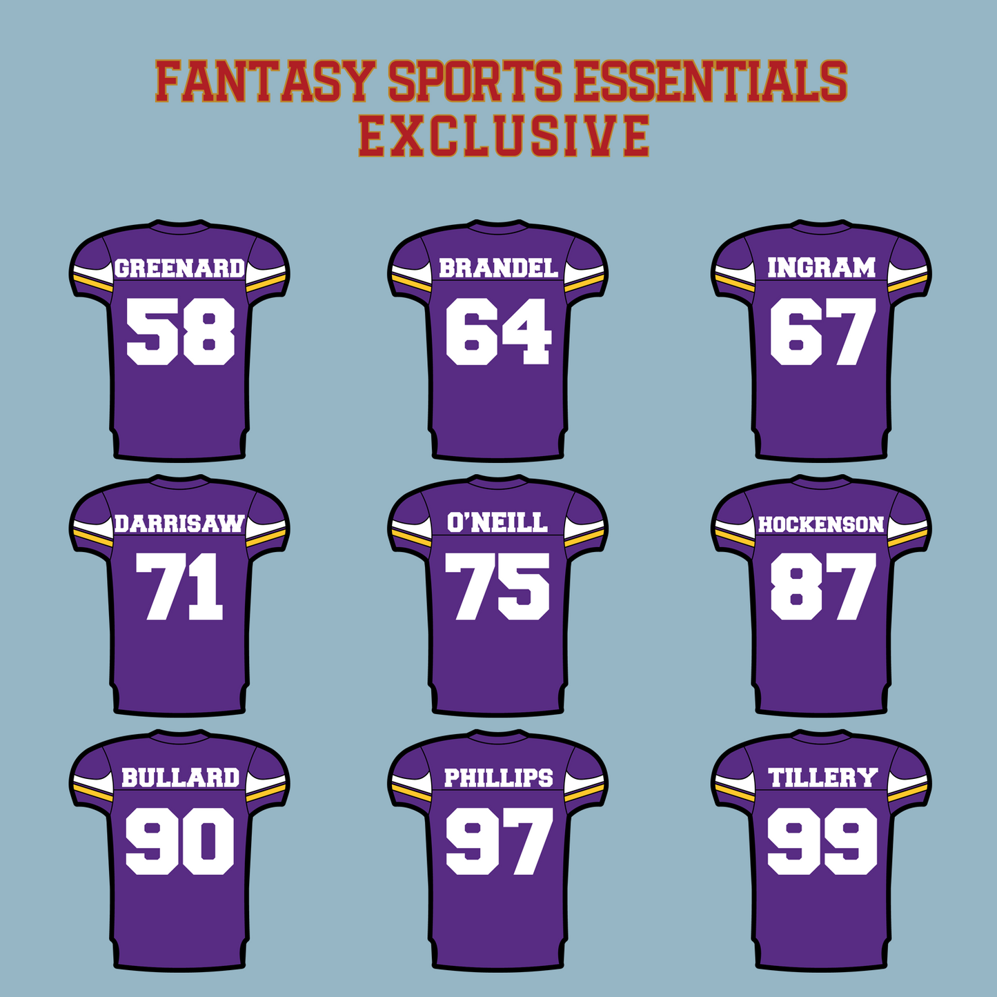 Fantasy Sports Essentials Exclusive Minnesota Vikings 2024 Home Jersey Matte Stickers Page 3