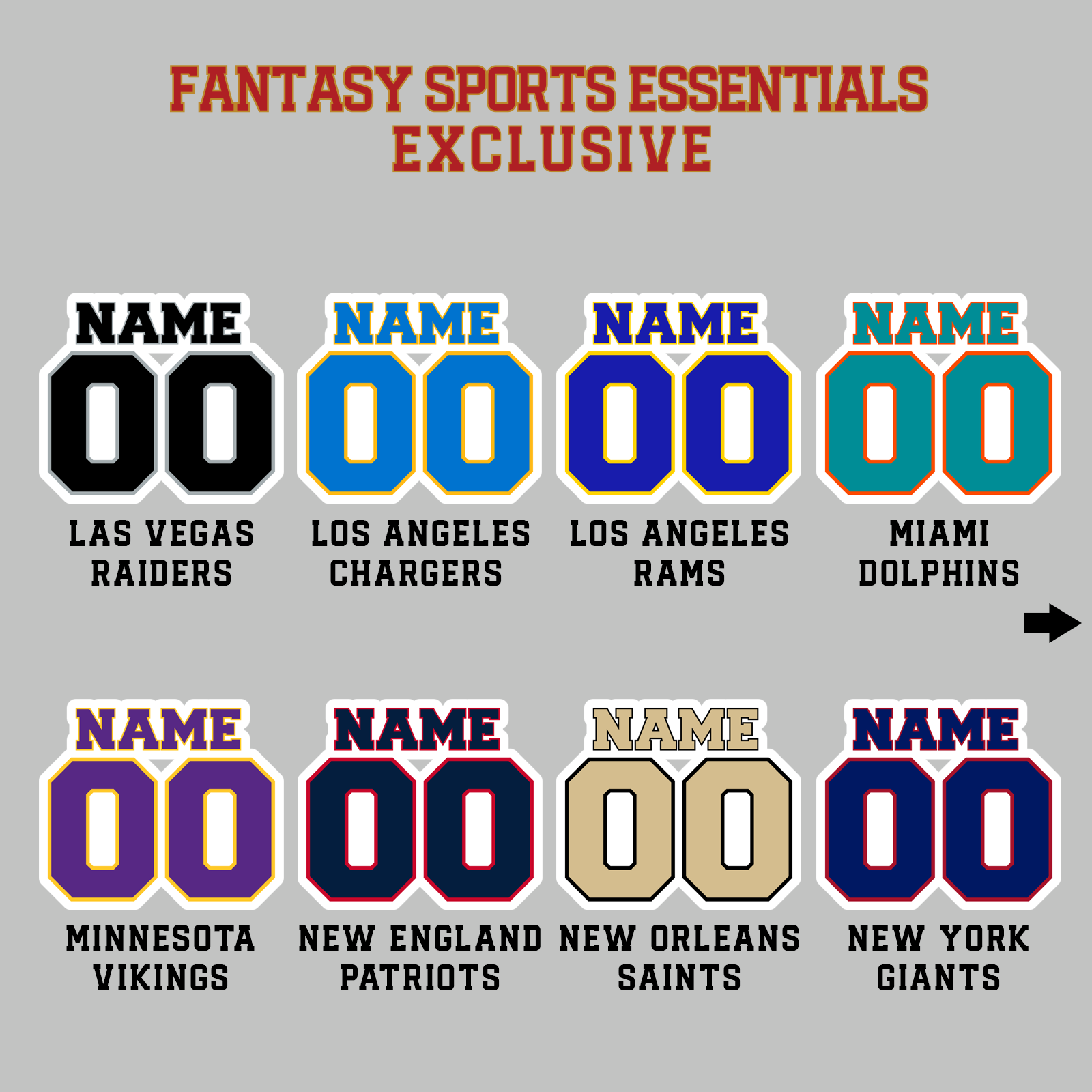 Fantasy Sports Essentials Exclusive Custom 2024 Pro Football Name and Number Magnets Page 3