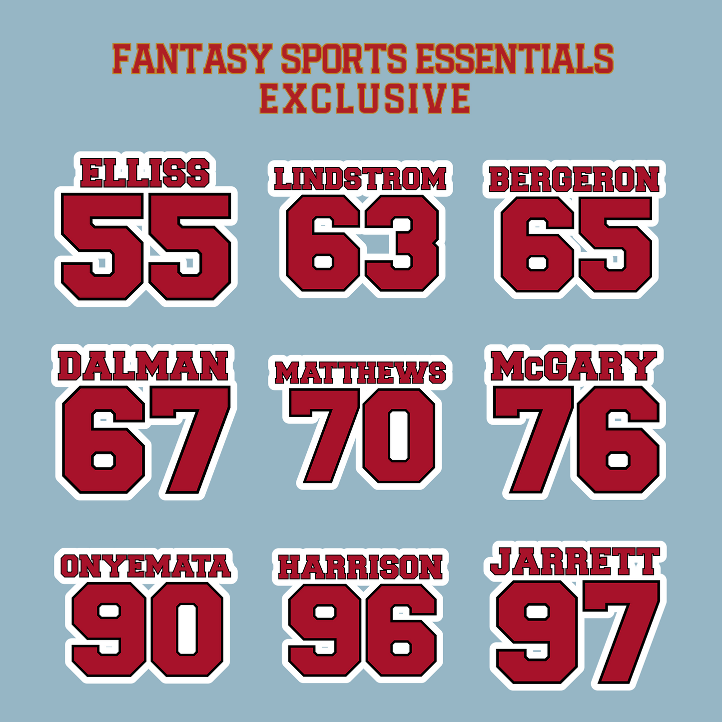 Fantasy Sports Essentials Exclusive Atlanta Falcons 2024 Name and Number Matte Stickers Page 3