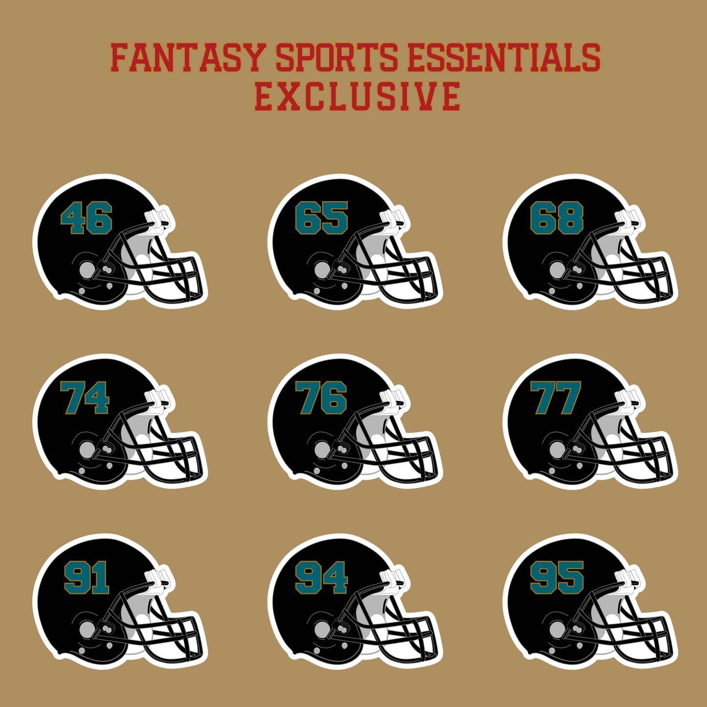 Fantasy Sports Essentials Exclusive Jacksonville Jaguars 2024 Helmet Glossy Stickers Page 3